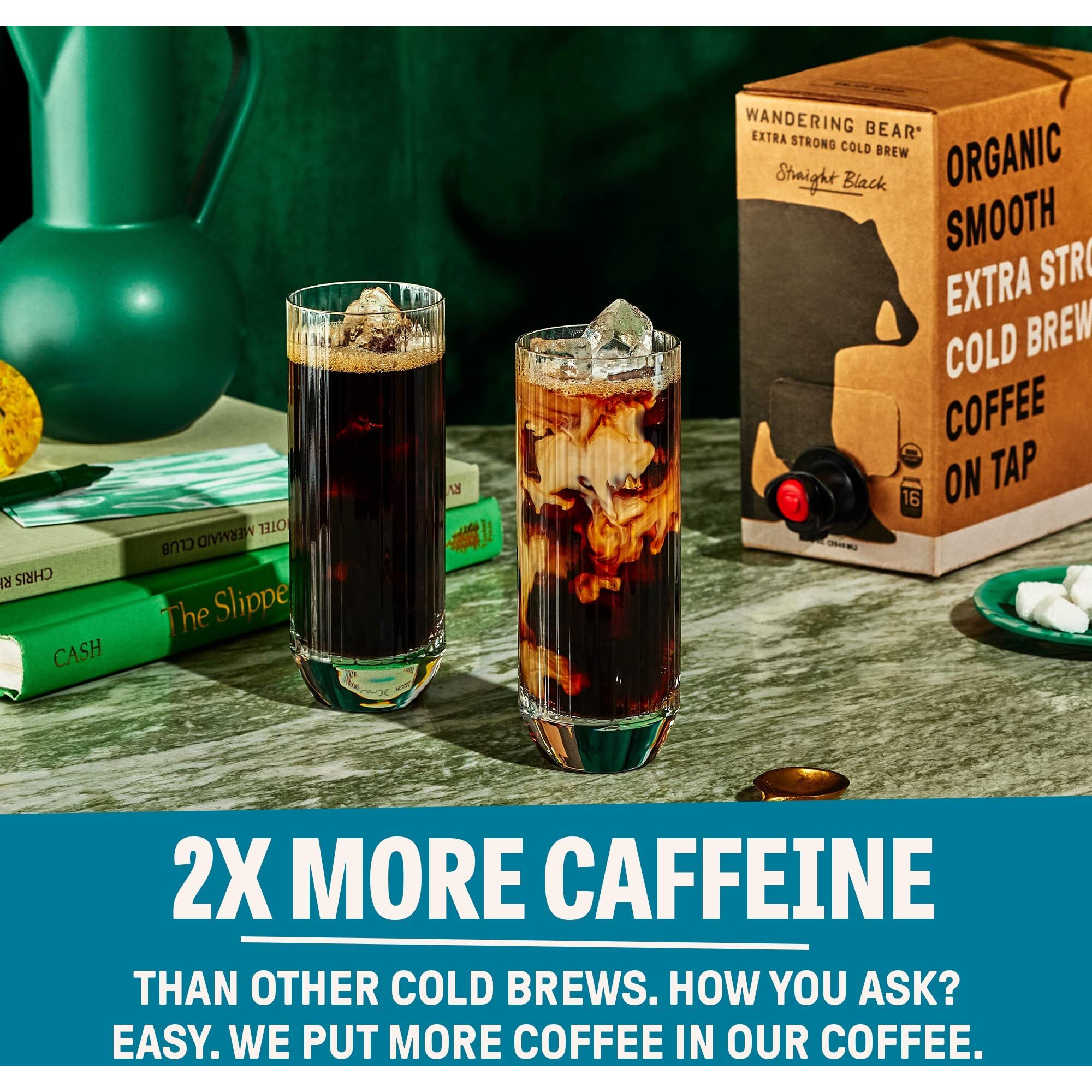 Wandering Bear Organic Vanilla Cold Brew Coffee On Tap, 96 Fl Oz - Extra Strong, Smooth, Unsweetened, Shelf-Stable, And Ready To Drink Iced Coffee, Cold Brewed Coffee, Cold Coffee