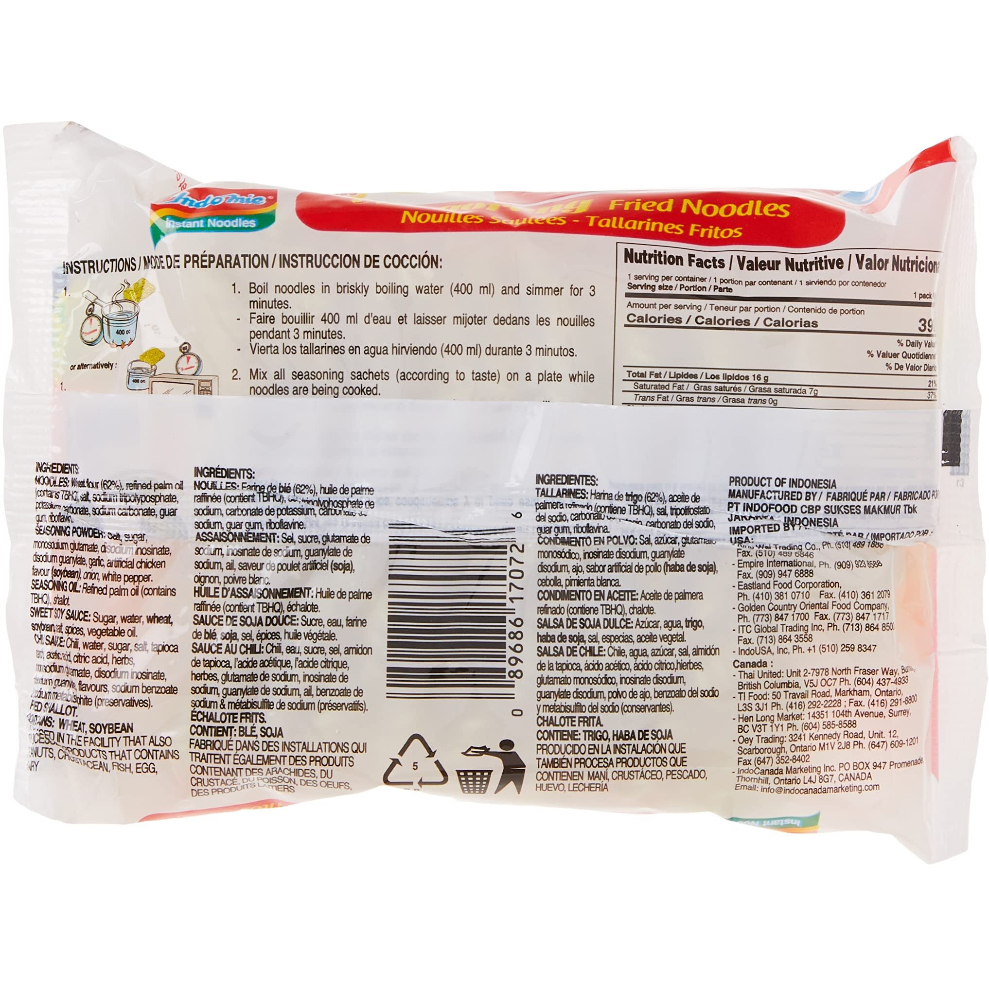 Indomie Mi Goreng Instant Stir Fry Noodles, Halal Certified, Original Flavor (Pack Of 30)