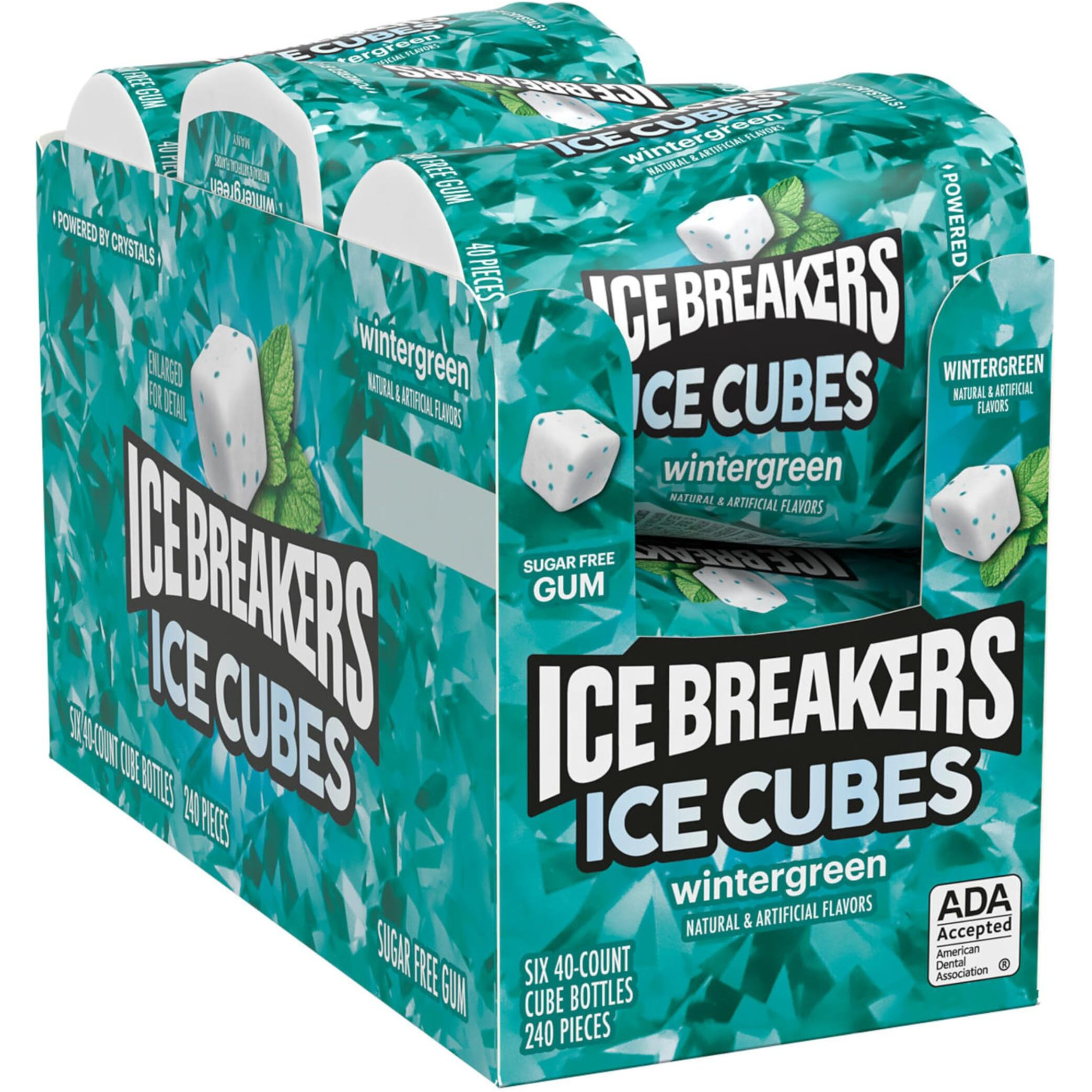 Ice Breakers Ice Cubes Wintergreen Sugar Free Chewing Gum Bottles, 3.24 Oz (6 Count, 40 Pieces)