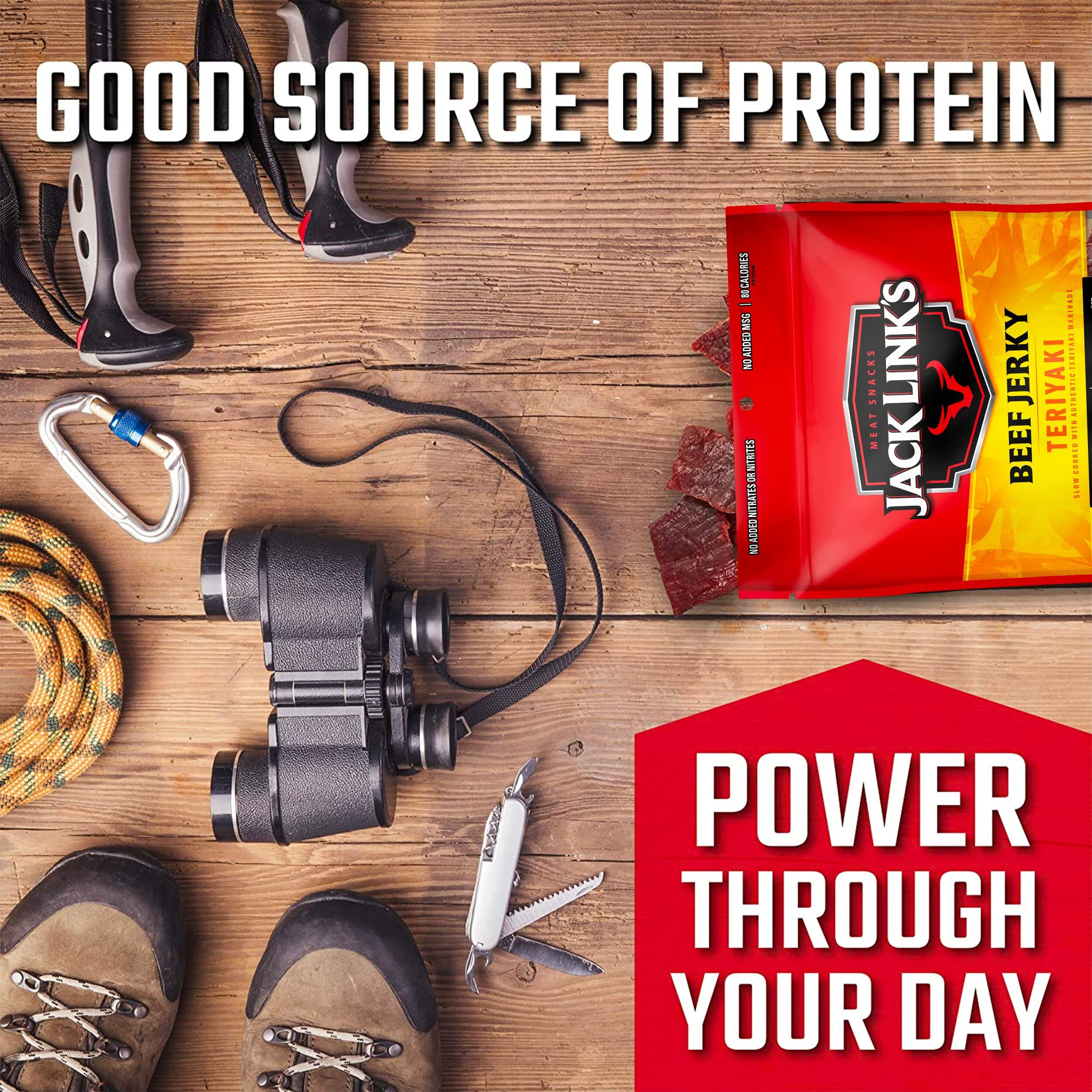 Jack Link's Beef Jerky, Teriyaki - Flavorful Everyday Snack, 10G Of Protein And 80 Calories, Made With 100% Beef, Soy, Ginger And Onion - 96% Fat Free, No Added Msg** - 9 Oz. (Pack Of 2)