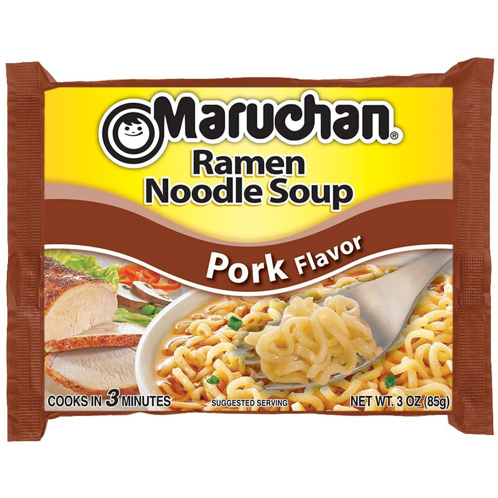 Maruchan Ramen Pork, Instant Ramen Noodles, Ready To Eat Meals, 24 Count