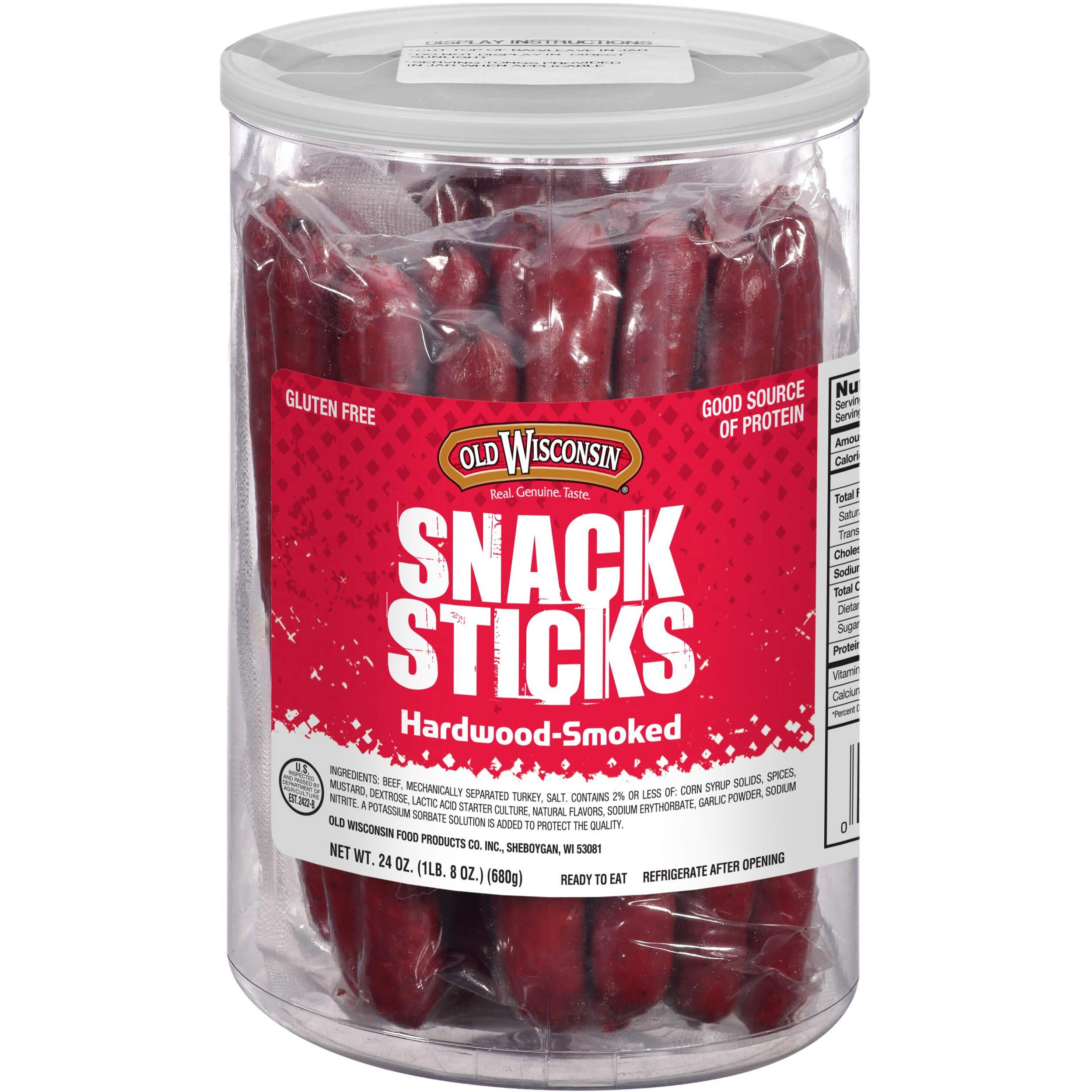Old Wisconsin Beef Snack Sticks, High Protein, Gluten Free, 24 Ounce Resealable Jar
