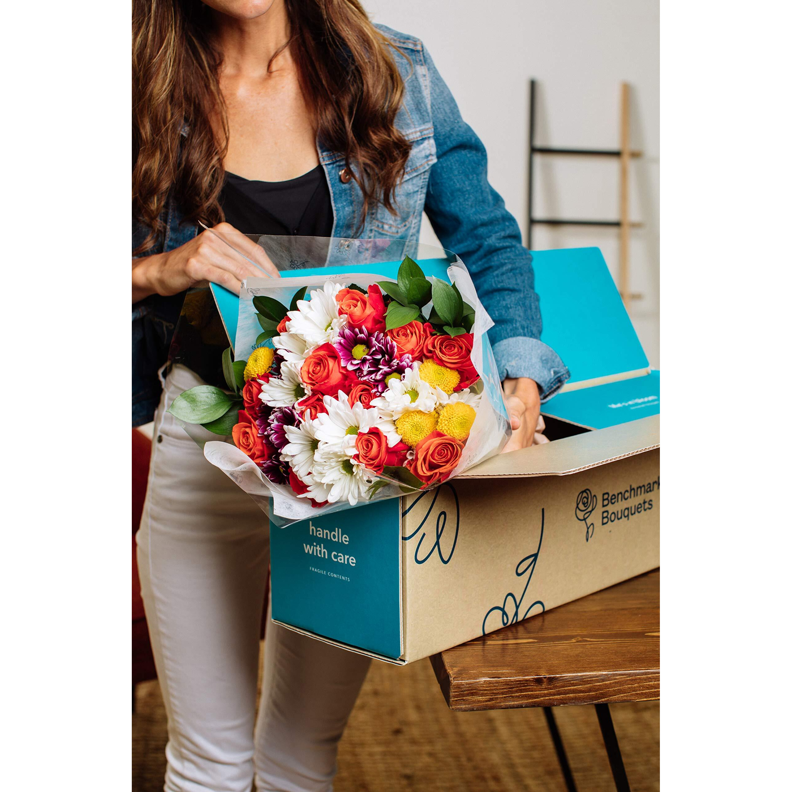 Benchmark Bouquets Life Is Good Flowers Orange, Prime Delivery, Vase Included, Grower Direct Fresh Cut Flowers, Gift For Home D  Cor, Birthday, Anniversary, Get Well, Sympathy, Friendship And Love.