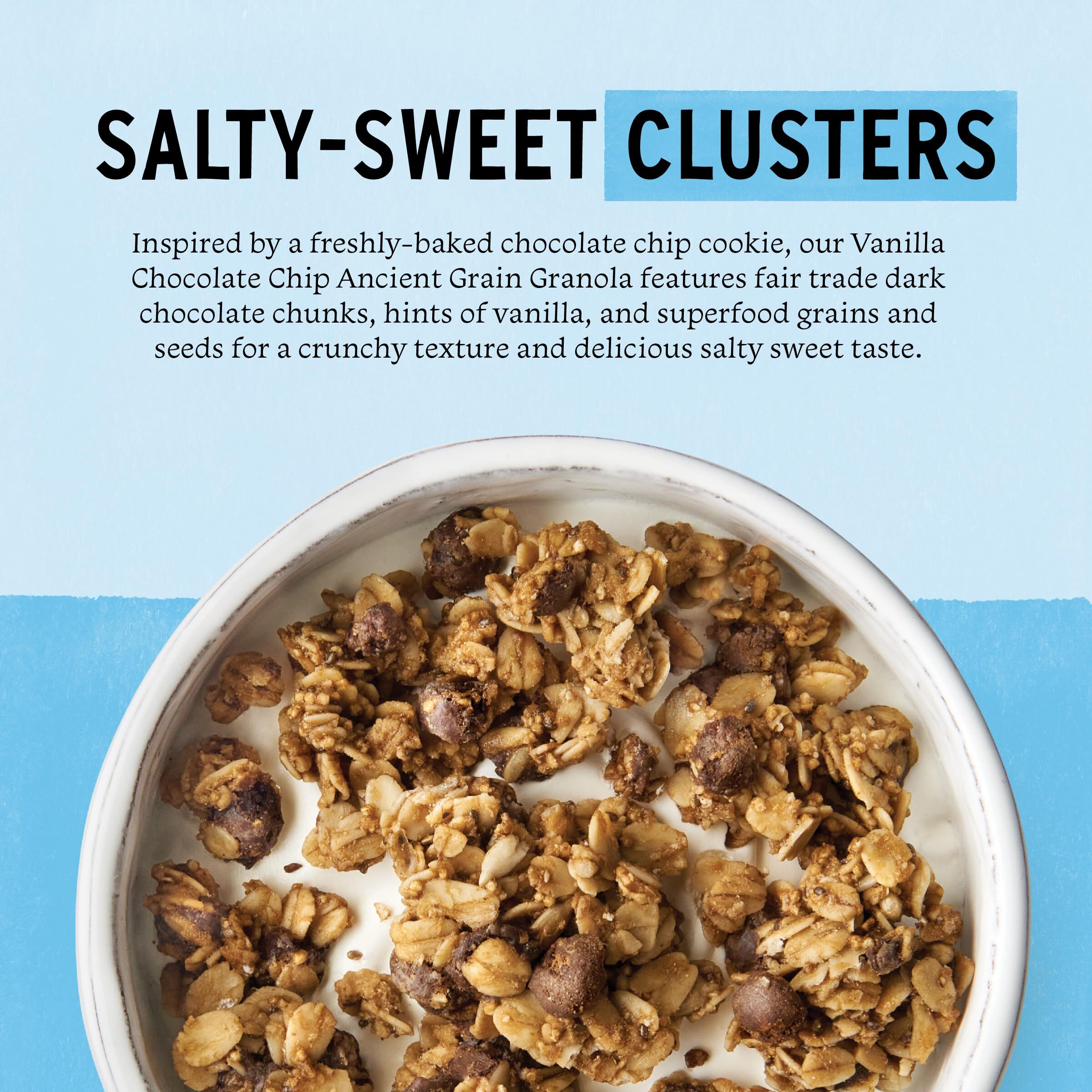 Purely Elizabeth Vanilla Chocolate Chip Granola, Made With Organic Oats And Ancient Grains, Gluten-Free, Non-Gmo (3 Ct, 12Oz Bags)