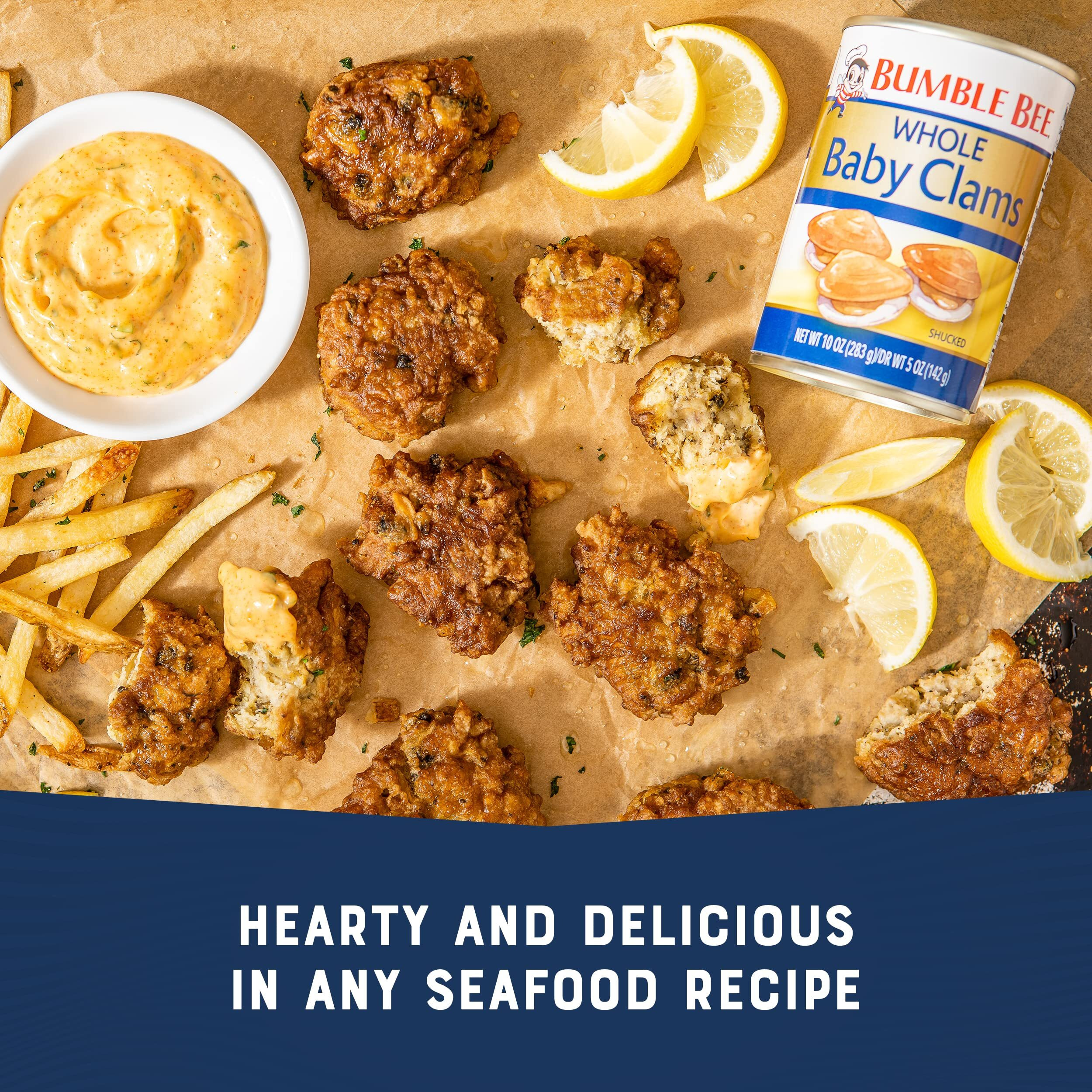 Bumble Bee Whole Baby Canned Clams, 10 Oz Can (Pack Of 12) - Ready To Eat - 13G Protein Per Serving - Gluten Free
