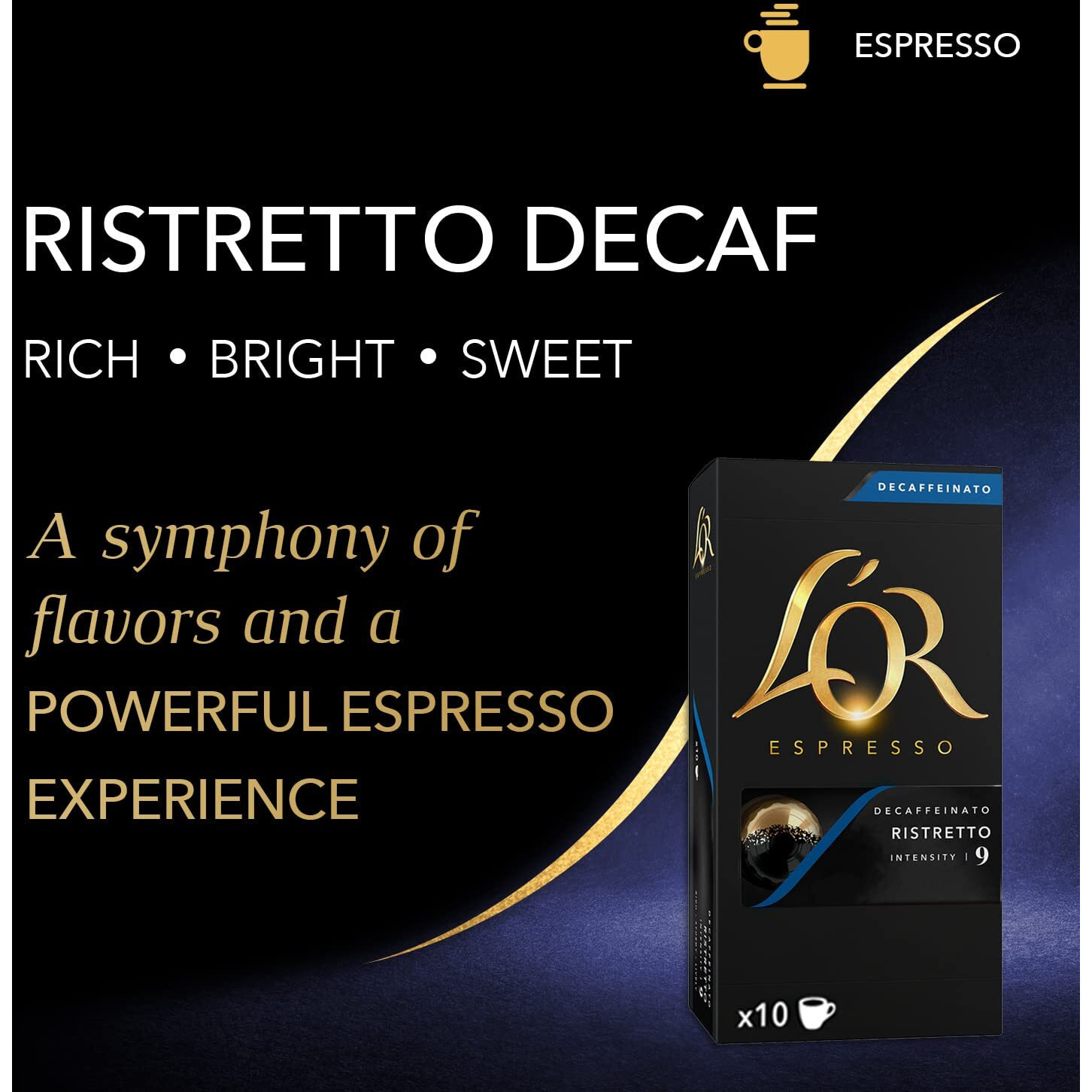 L'Or Decaf Espresso Capsules, 100 Count Decaf Ristretto, Single-Serve Aluminum Coffee Capsules Compatible With The L'Or Barista System & *Nespresso Original Machines
