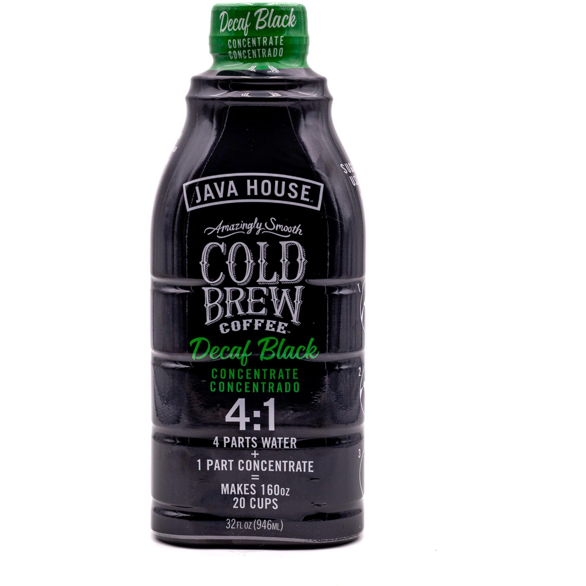 Java House Cold Brew Coffee, Decaf Colombian 41 Liquid Concentrate, 32 Ounce Bottle