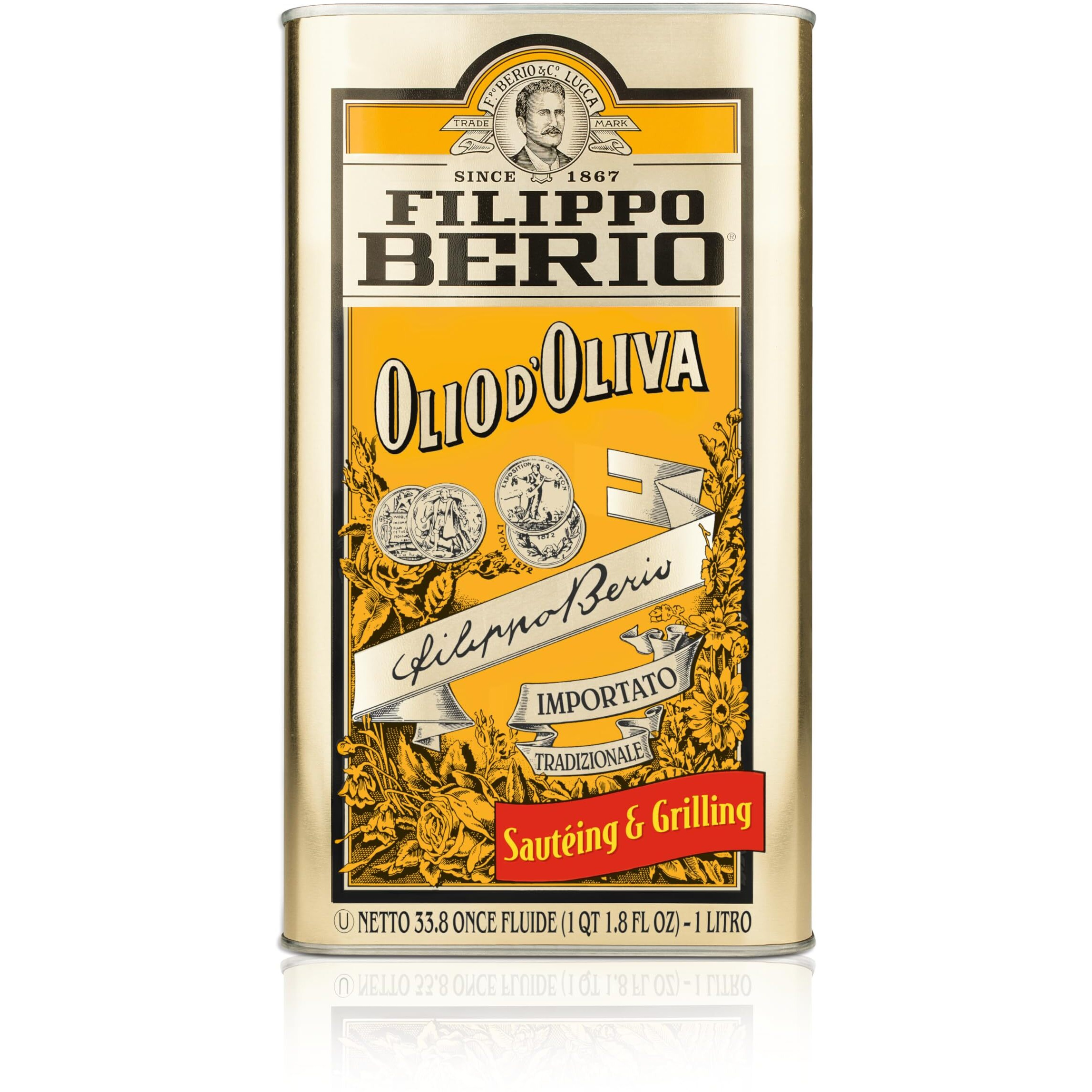 Filippo Berio Pure Olive Oil, 1 Liter Tin (33.8 Ounce)