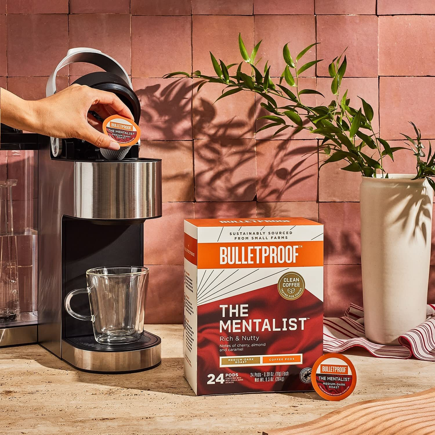 Bulletproof The Mentalist Medium-Dark Roast Single-Serve Pods, 24 Count, 100% Arabica Coffee Sourced From Central And South America, Clean Coffee