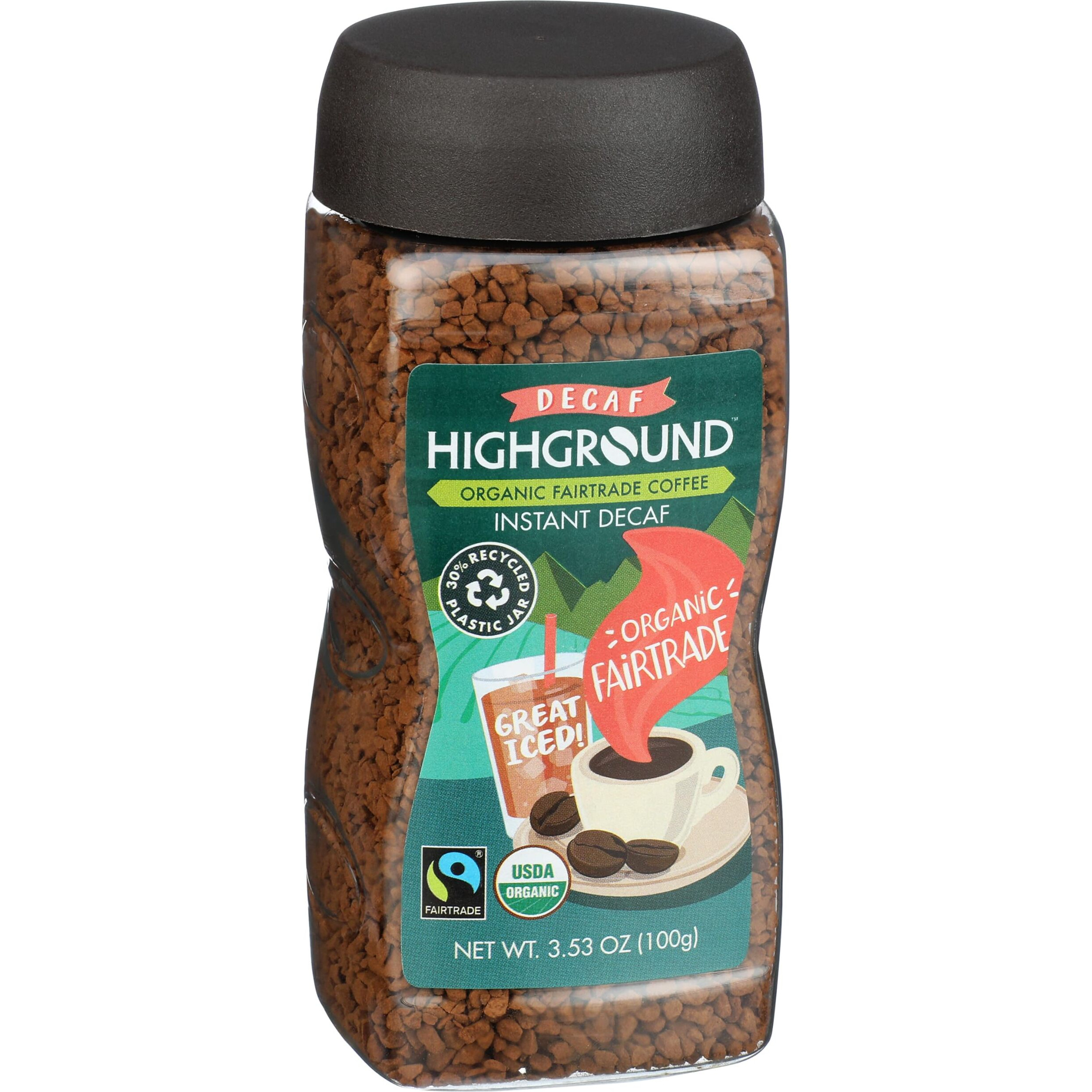 Highground Organic Decaf Instant Coffee, Vegan, 3.53 Ounces (Pack Of 6)