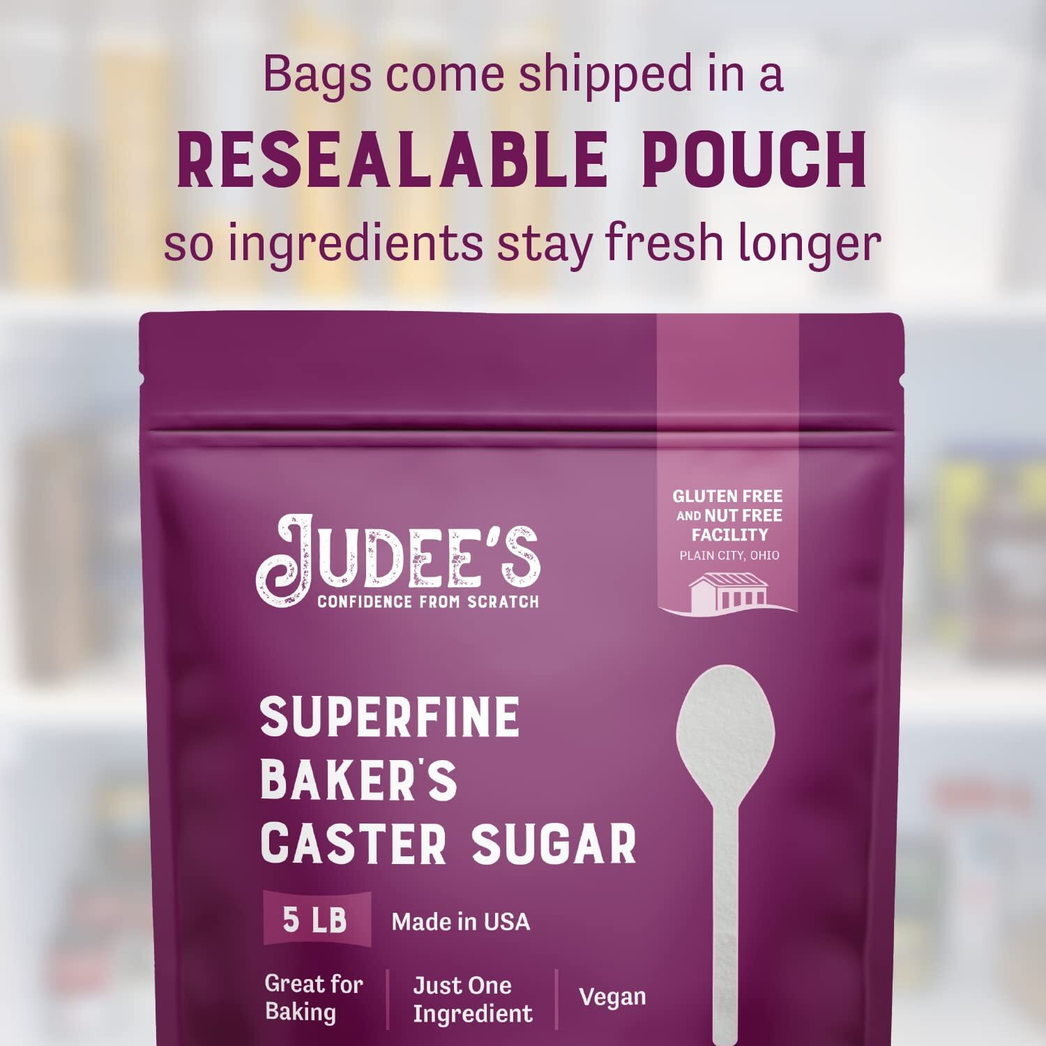 Judee's 8 Pack Superfine Caster Sugar - 5 Lbs (40 Lbs Total) - Delicious And 100% Gluten-Free - Bakers Sugar For Homemade Treats, Baked Goods, And Toppings - Airy And Smooth