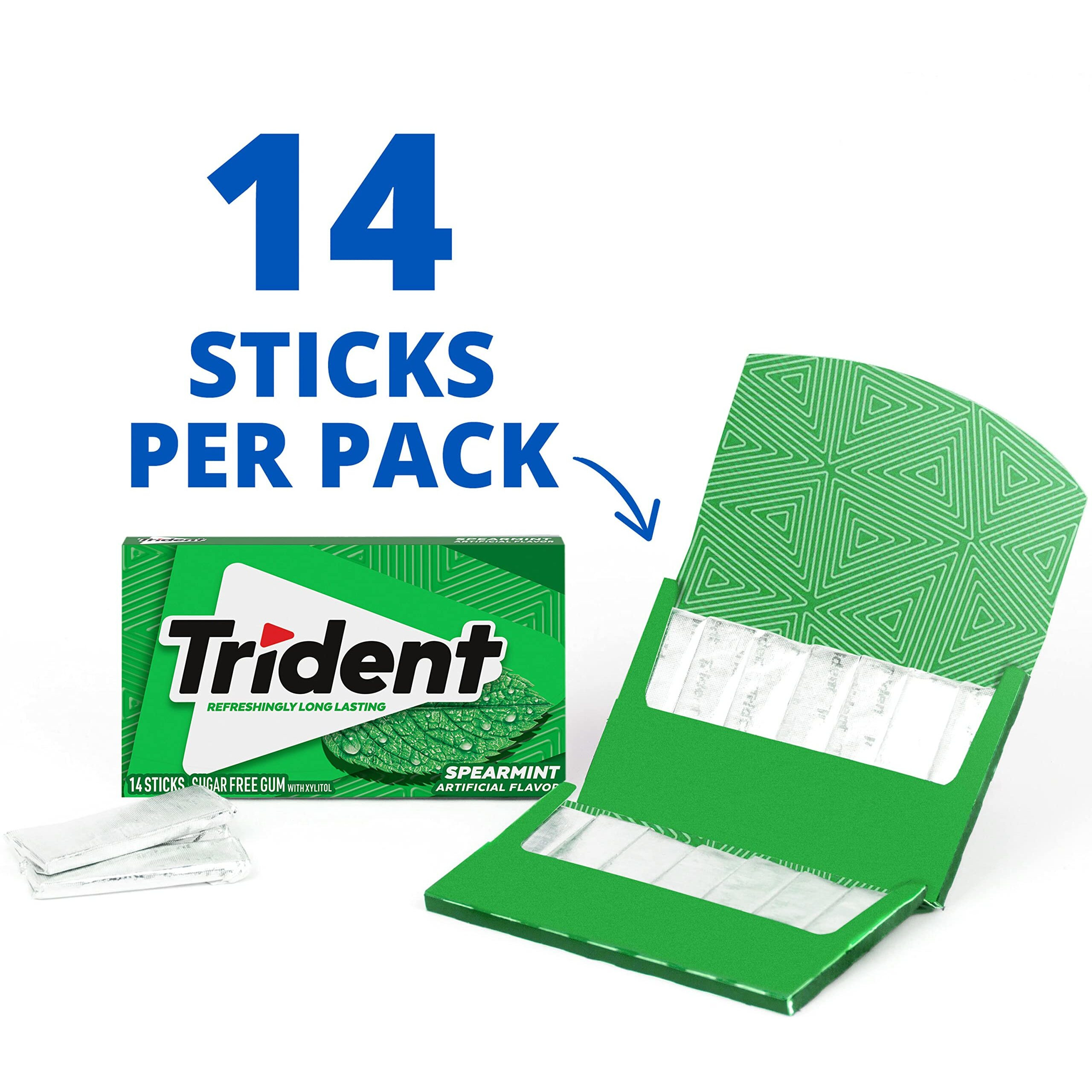 Trident Sugar Free Gum Variety Pack, Spearmint, Perfect Peppermint & Original Flavors, 18 Packs Of 14 Pieces (252 Total Pieces)