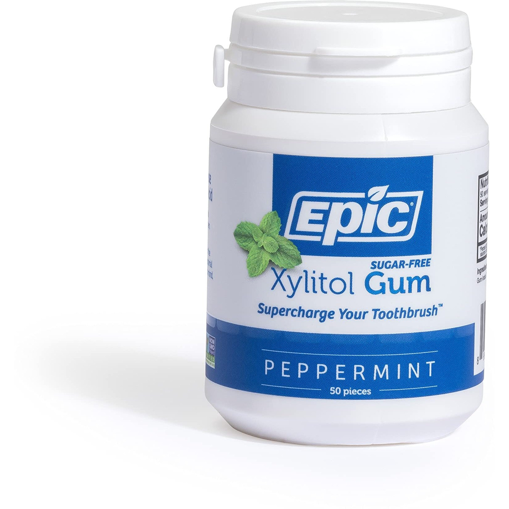 Epic Xylitol Chewing Gum - Sugar Free & Aspartame Free Chewing Gum Sweetened W/Xylitol For Dry Mouth & Gum Health (Peppermint, 50-Piece Bottle, 3 Bottles)