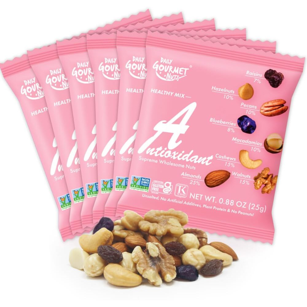 Daily Gourmet Nuts - Unsalted Mixed Nuts Snack Packs/Individually Wrapped Snacks/Nut Snacks/No Peanuts/Healthy Trail Mix Individual Packs/Deluxe Assorted Snacks