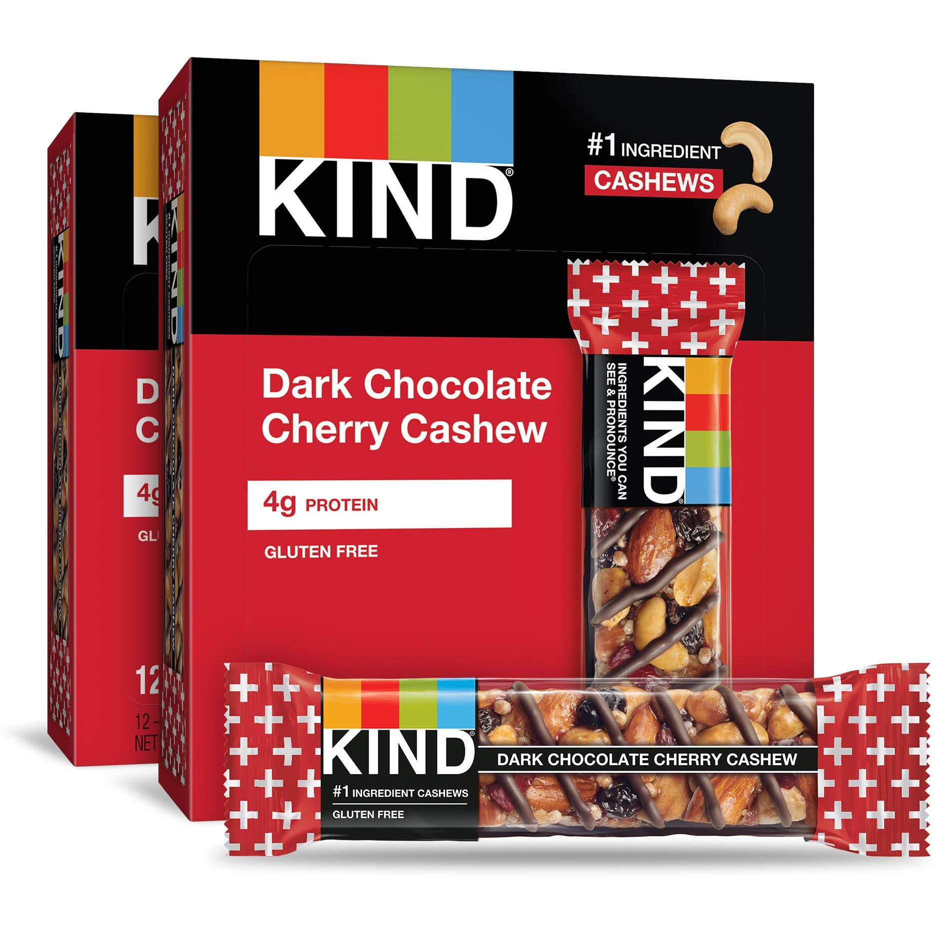 Kind Bars, Dark Chocolate Cherry Cashew, Healthy Snacks, Gluten Free, 24 Count