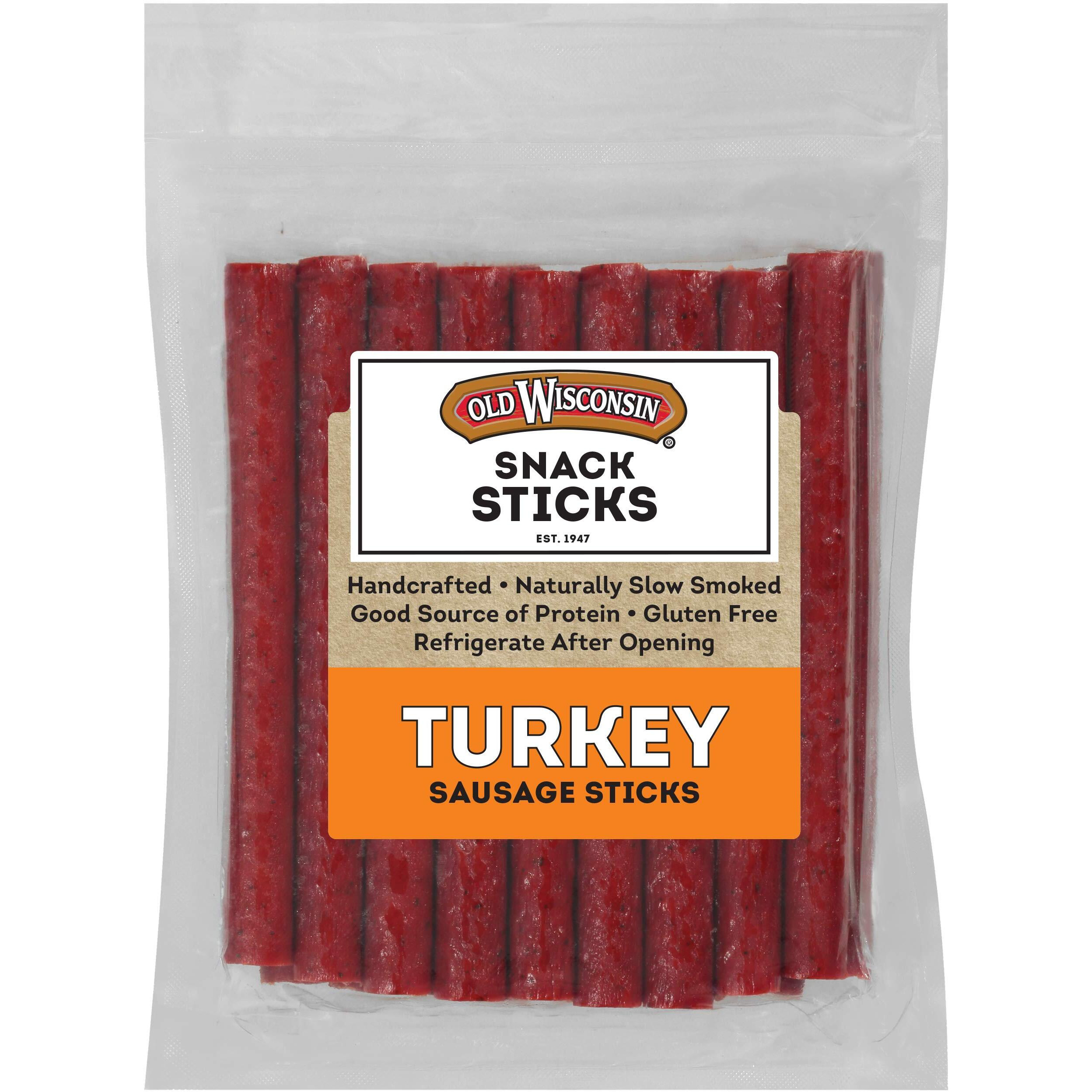 Old Wisconsin Turkey Sausage Snack Sticks, Naturally Smoked, Ready To Eat, High Protein, Low Carb, Keto, Gluten Free, 16 Ounce Resealable Package