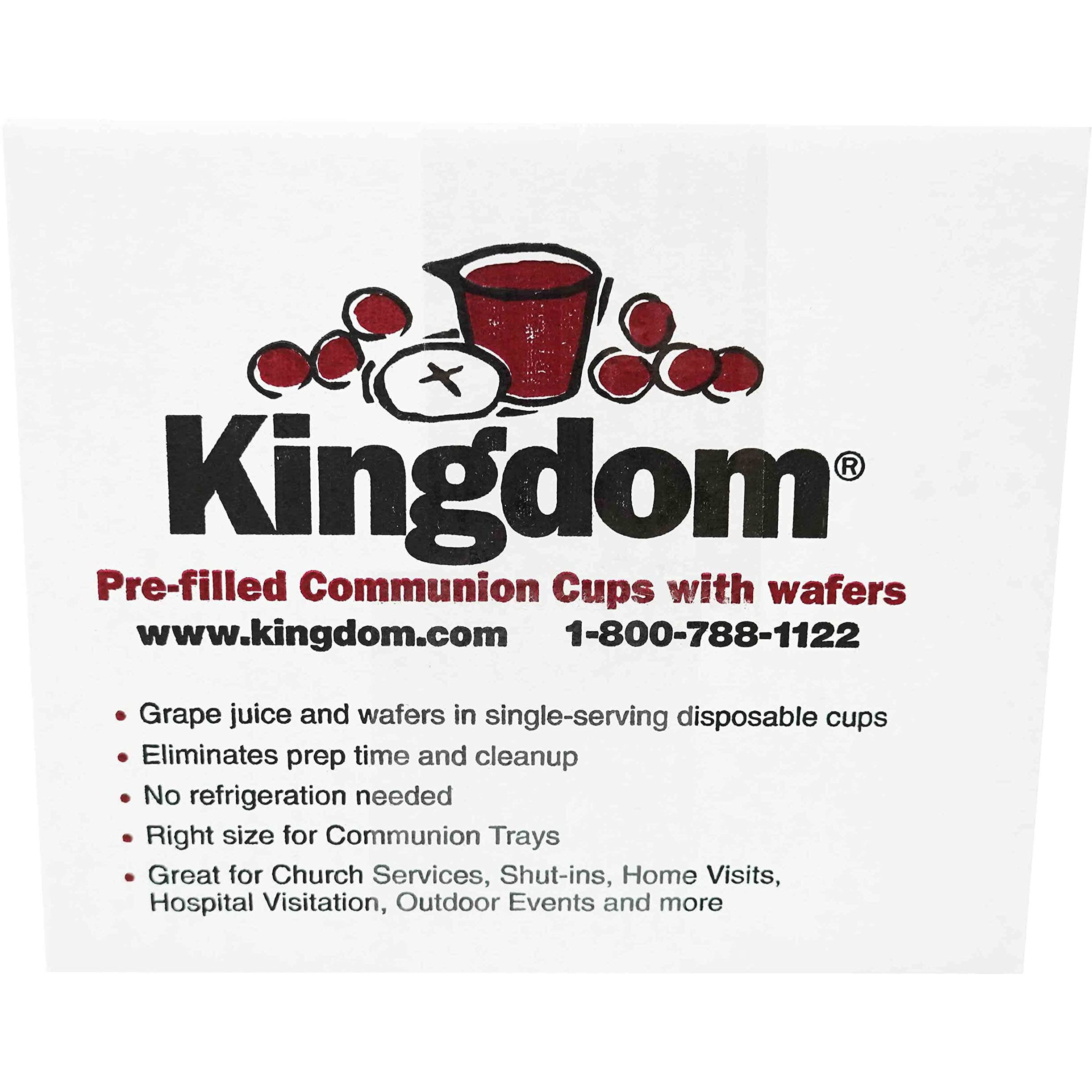 Kingdom Prefilled Communion Cup With Wafers(100 Ct-Red Juice) Sealed In A Single-Serving Container With 1-Year Shelf Life, Perfect For Holy Eucharist Celebration In Hospitals, Summer Camps, And More