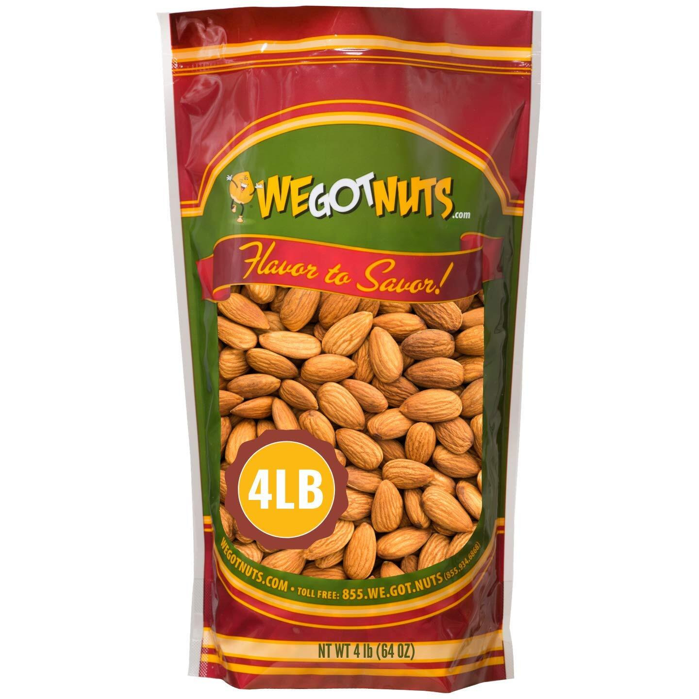 We Got Nuts Jumbo California Almonds 64Oz (4 Pounds) (Whole, Naturel, Non Gmo, Shelled, Unsalted)