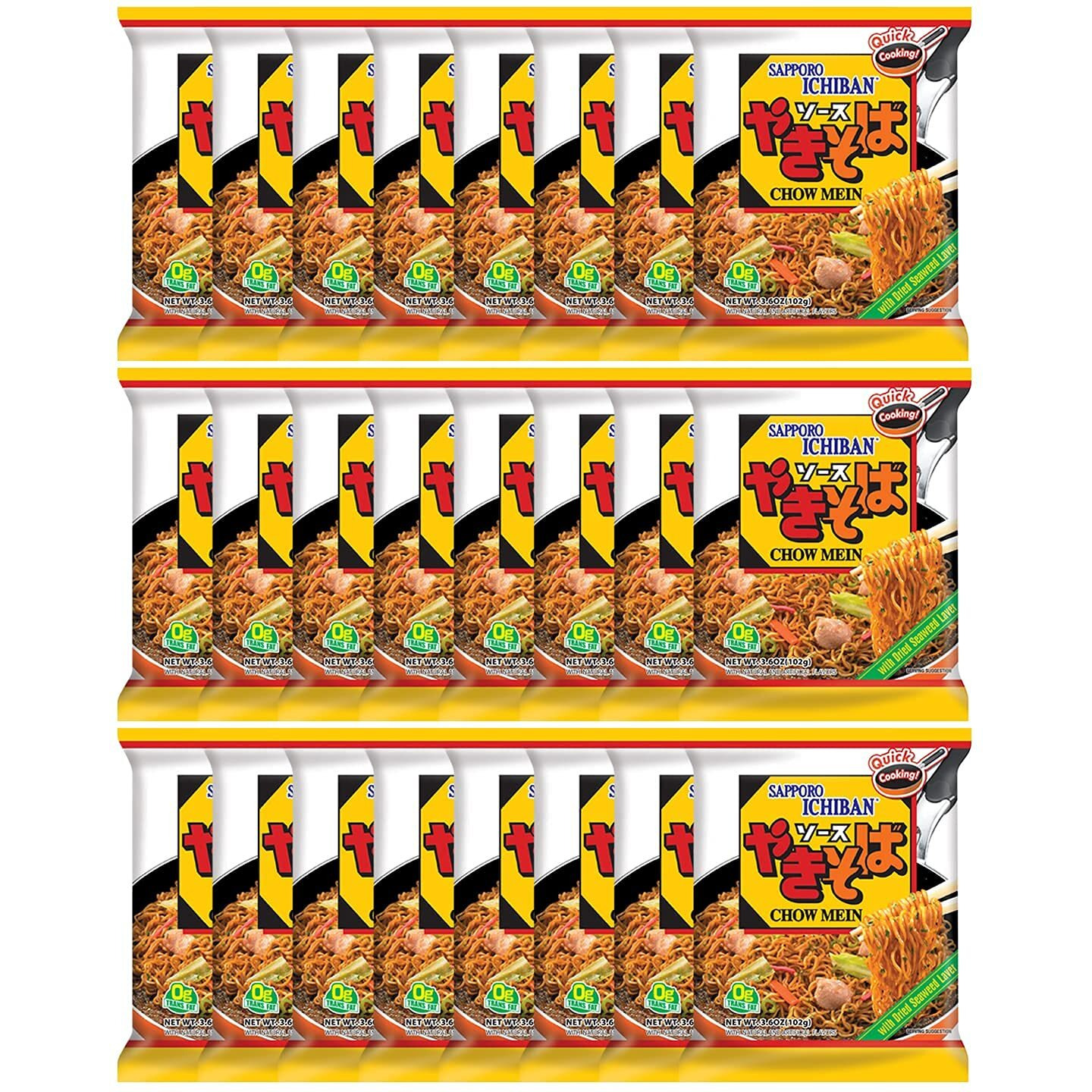 [Sapporo Ichiban] Yakisoba, No.1 Tasting Instant Japanese Fried Noodles, Delicious Chow Mein (3.6 Oz. X 24 Packs) | 24 Pack Case