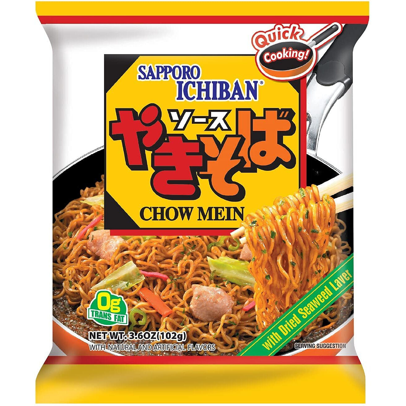 [Sapporo Ichiban] Yakisoba, No.1 Tasting Instant Japanese Fried Noodles, Delicious Chow Mein (3.6 Oz. X 24 Packs) | 24 Pack Case