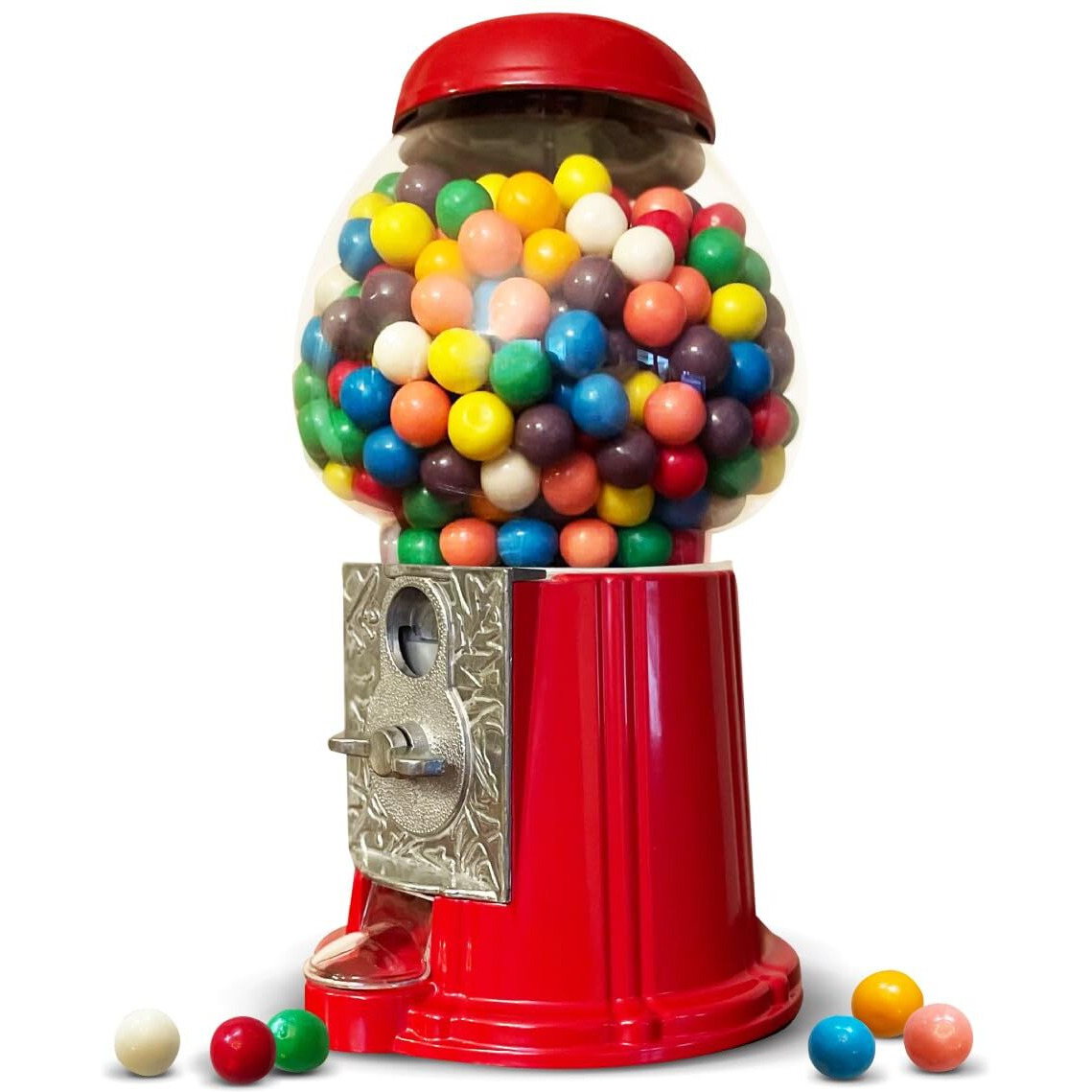 American Gumball Company - Metal 11-Inch Retro Style Red Gumball Machine, Made For 0.62 Inch Gumballs, Candy Or Nuts, Accepts Any Us Coin