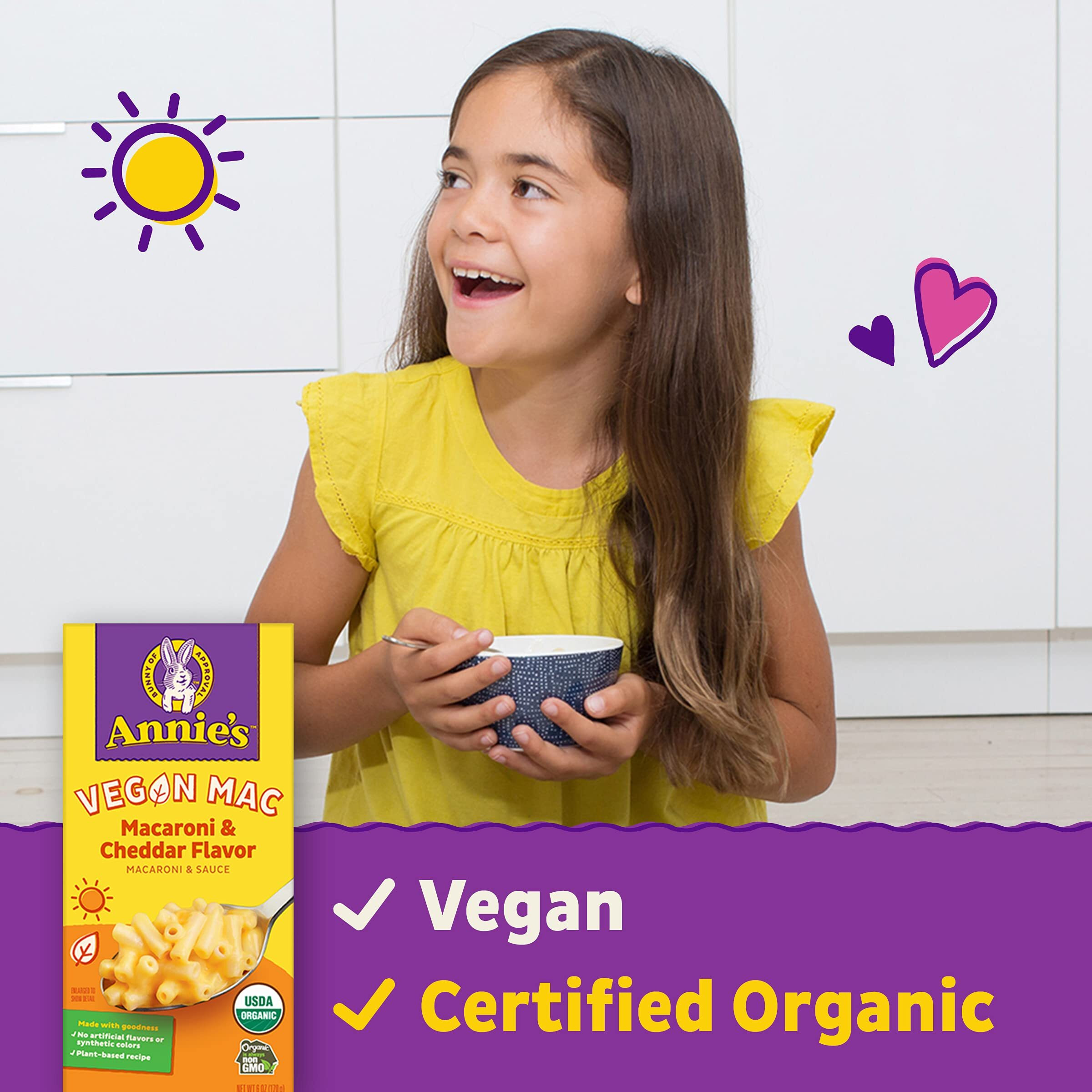 Annies Vegan Mac And Cheddar Flavor Dinner With Organic Pasta, 6 Oz (Pack Of 12)