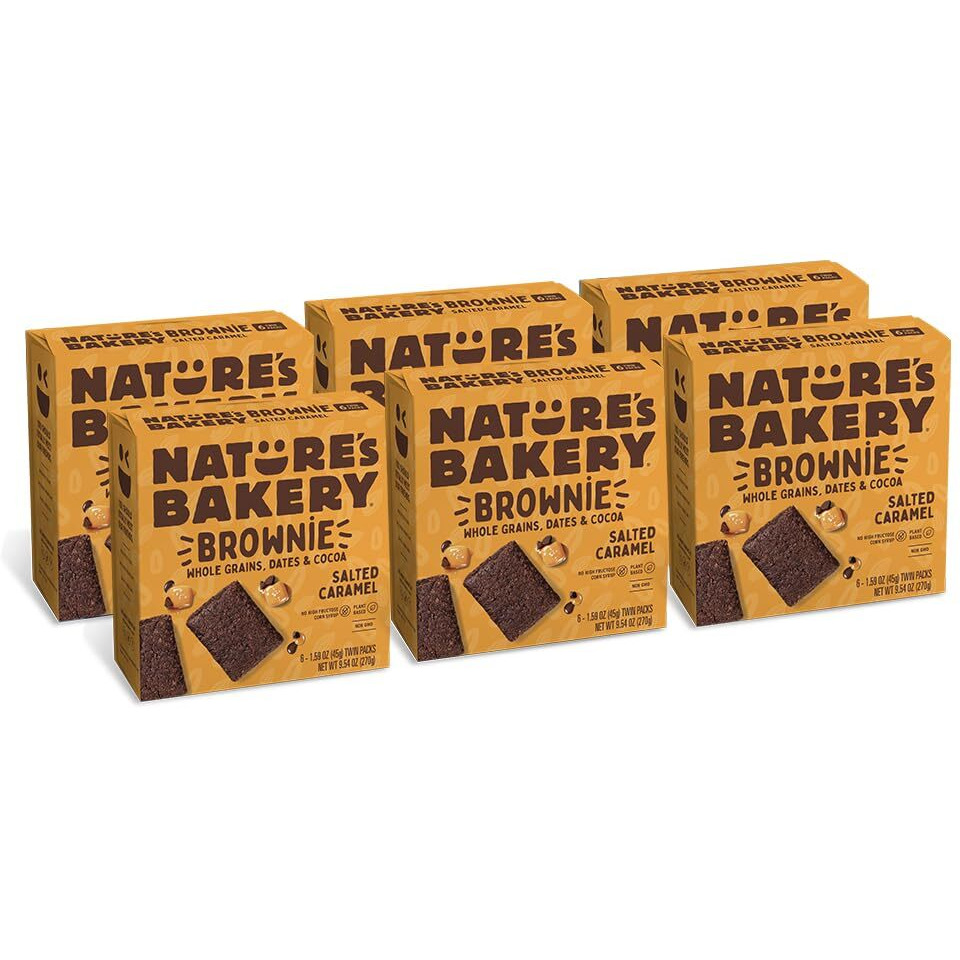 Natures Bakery Salted Caramel Brownie Bars, Whole Grains, Dates, And Cocoa, Plant Based, Dairy-Free, Snack Bar, 6 Count (Pack Of 6)