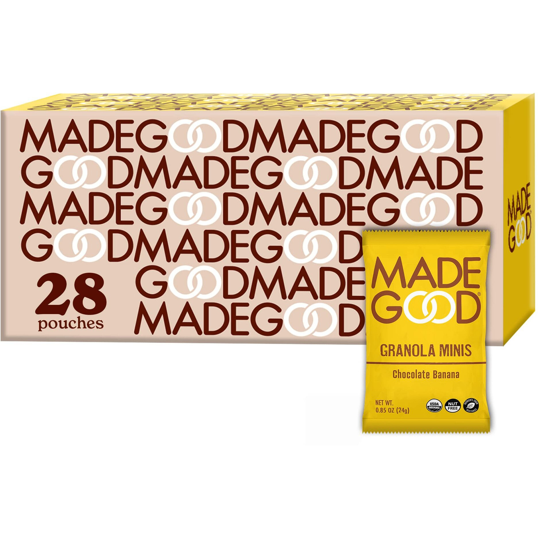 Madegood Chocolate Banana Granola Minis, 28 Count, Organic And Delicious Snacks