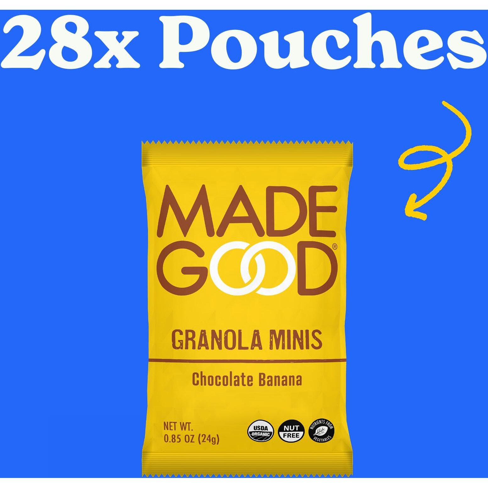 Madegood Chocolate Banana Granola Minis, 28 Count, Organic And Delicious Snacks