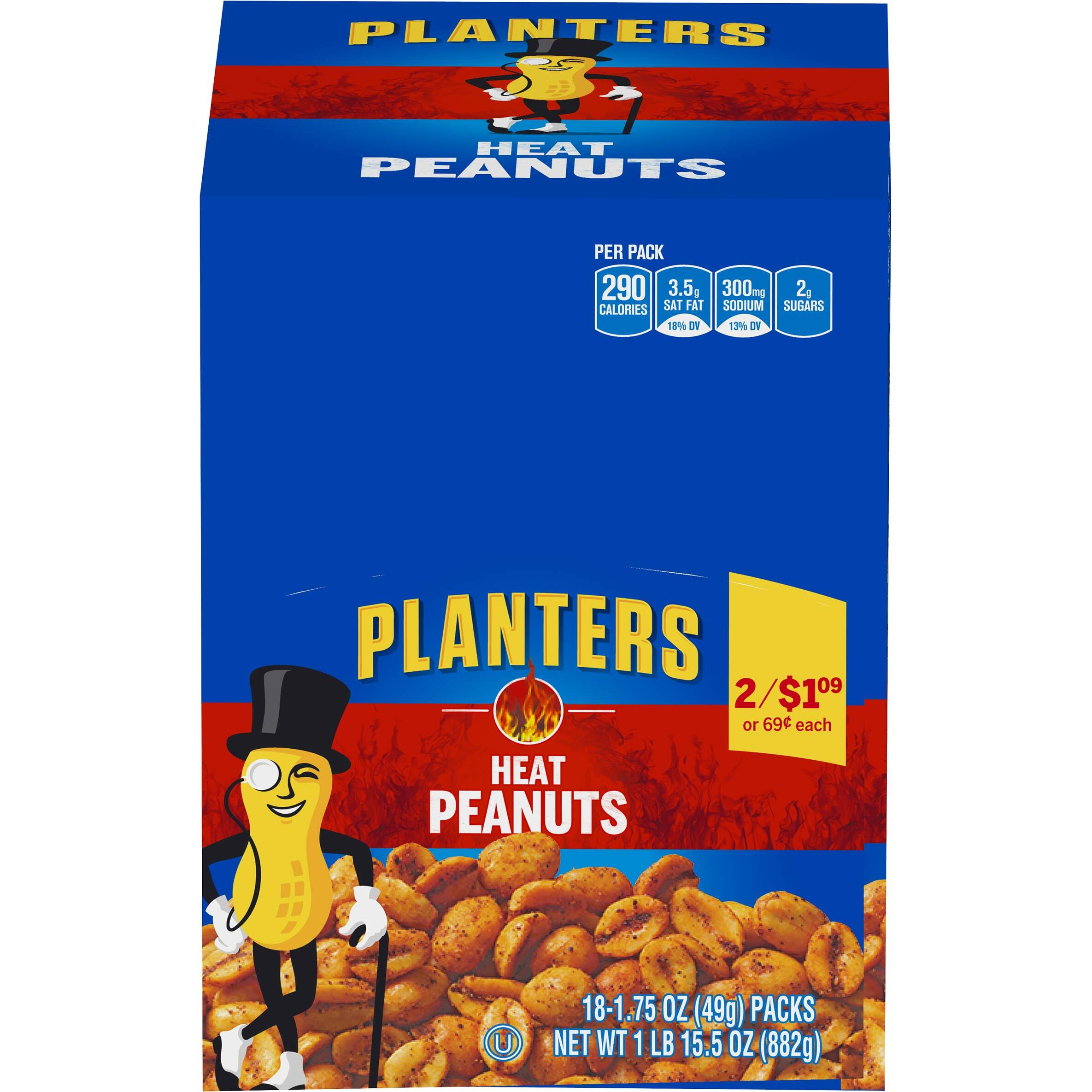 Planters Heat Peanuts, 1.75 Ounce (Pack Of 18)