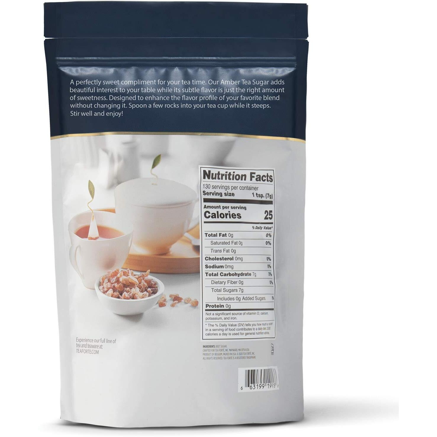 Tea Forte Beet Sugar For Tea And Coffee, Amber Rock Sugar, 2 Pound Bag