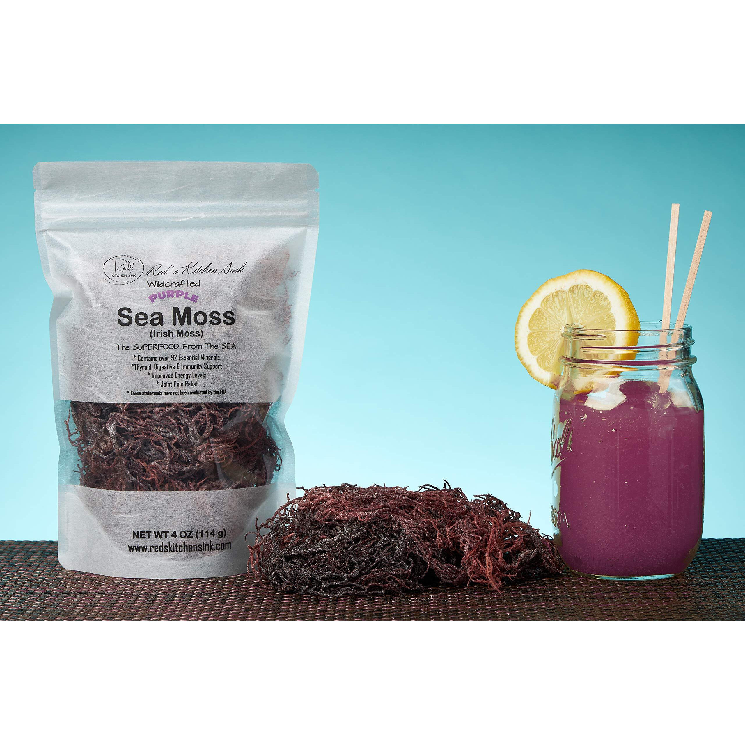 Purple Sea Moss | Irish Moss | Wildcrafted From St. Lucia | 100% Natural | Makes Over 50Oz Seamoss Gel - 4Oz