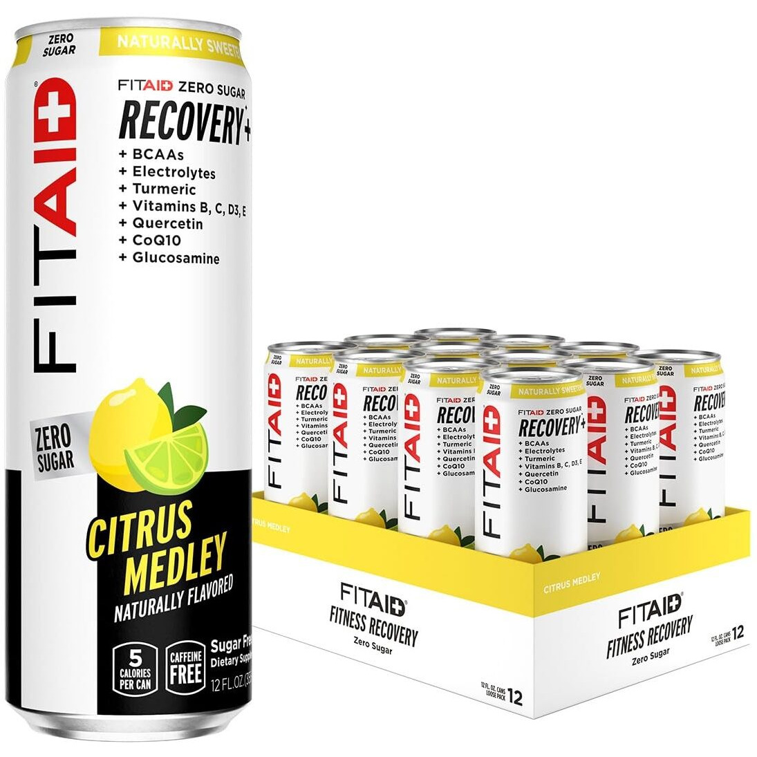 Fitaid Zero, Keto-Friendly, Number 1 Post-Workout Recovery Drink, Contains Zero Sugar, Bcaas, Glucosamine, 5 Calories, 12 Fl Oz (Pack Of 12)