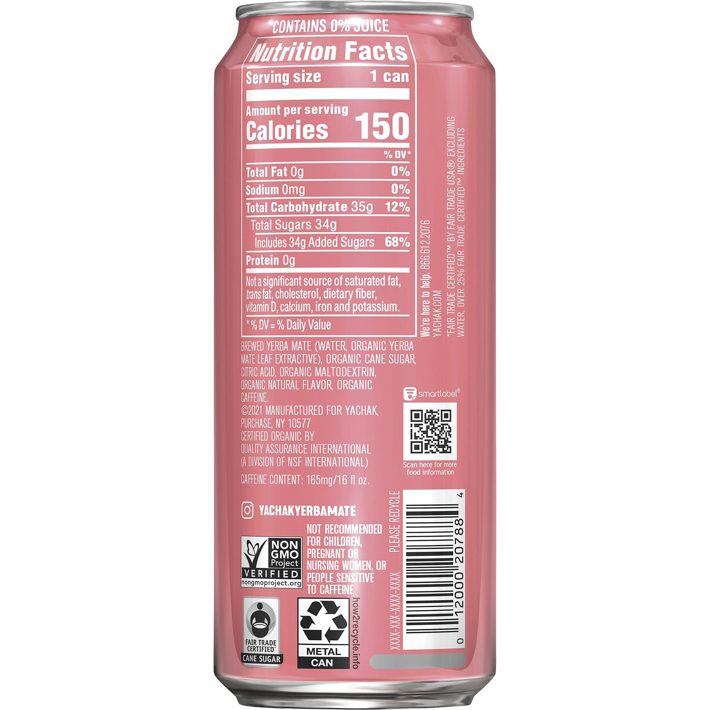 Yachak Yerba Mate Drink, Passionfruit, 16 Fl Oz (Pack Of 12)