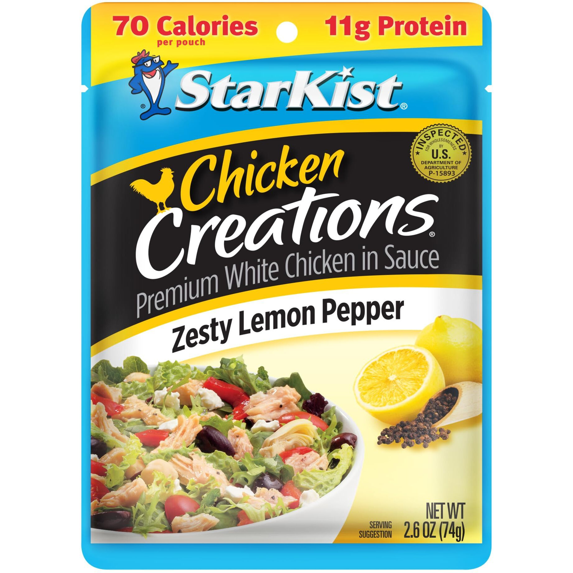 Starkist Chicken Creation Zesty Lemon Pepper - 2.6 Oz Pouch (Pack Of 12)