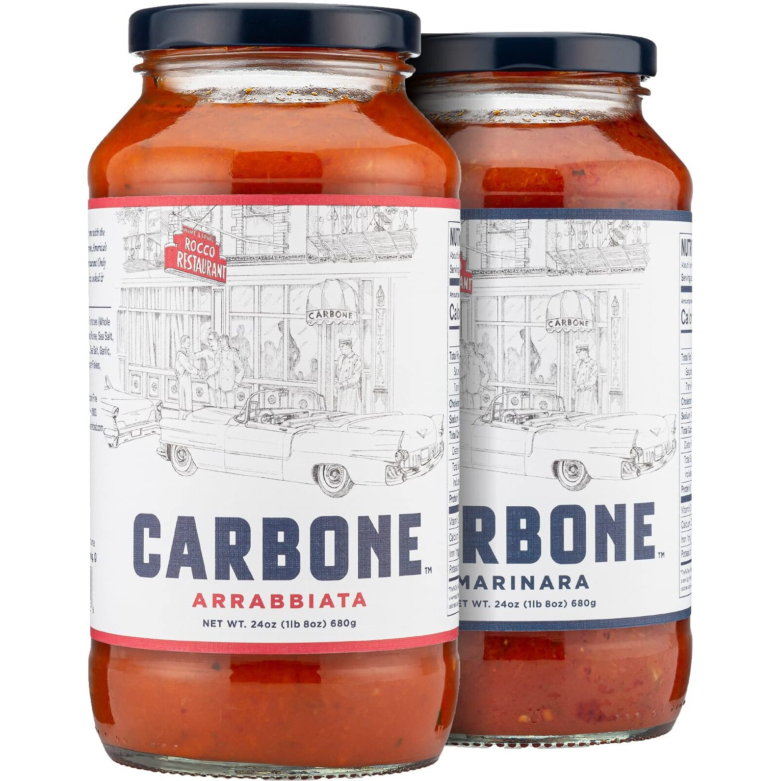 Carbone Pasta Sauce Variety Pack Of Marinara & Arrabbiata | Tomato Sauce Made With Fresh & All-Natural Ingredients | Non Gmo, Vegan, Gluten Free, Low Carb Pasta Sauce | 24 Fl Oz (Pack Of 2)