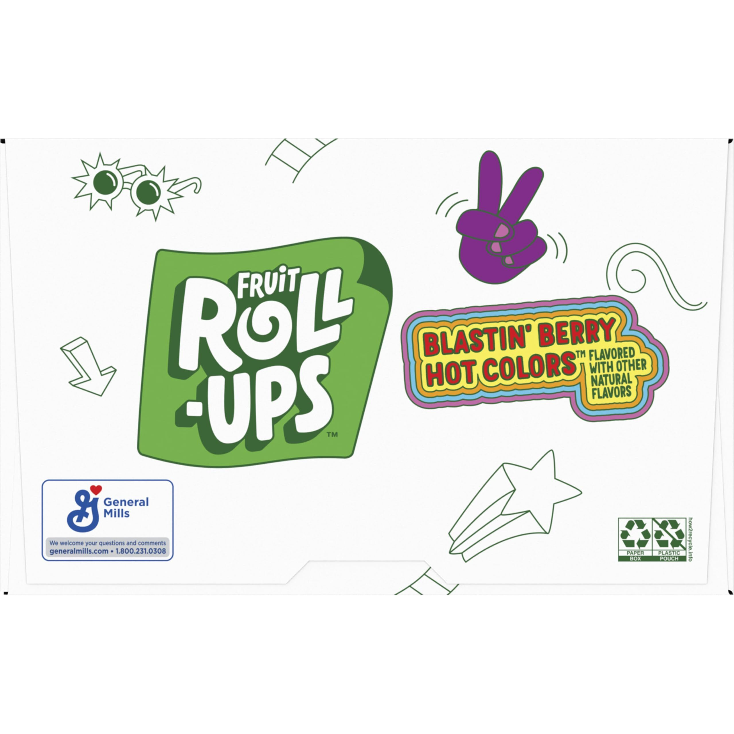 Betty Crocker Fruit Roll Ups, Blastin' Berry Hot Colors, 0.5 Oz, 96 Count