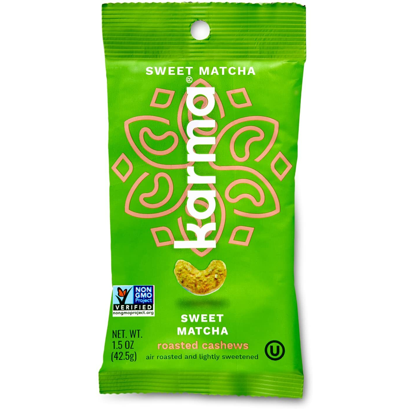 Sweet Matcha Cashews With Skin By Karma Nuts, Whole, Sweet, Roasted, Vegan, Gluten Free, Low Net Carb, Natural, Everyday Nut Snack, 1.5 Ounce (12 Snack Packs)