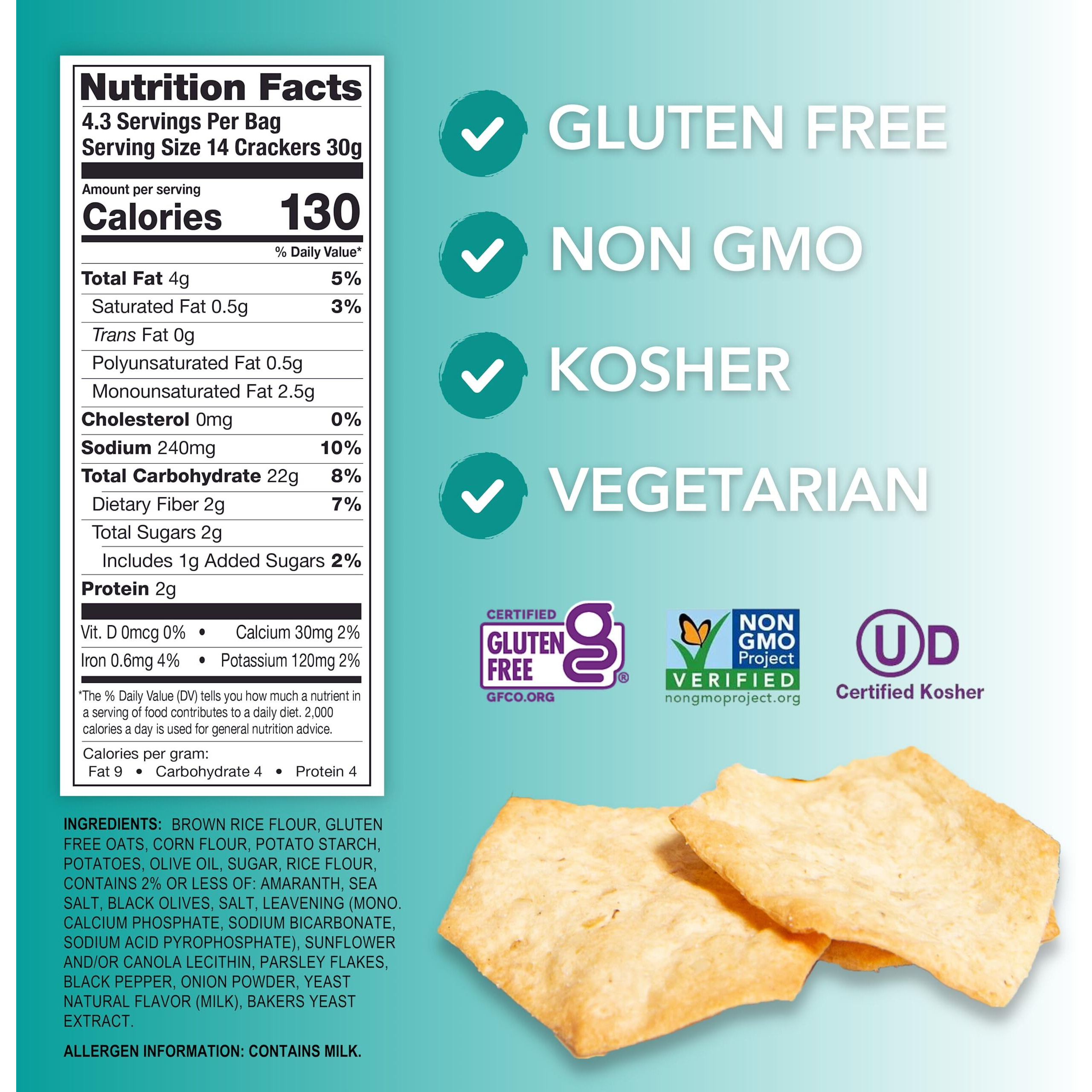 Milton's Craft Bakers Gluten Free Crispy Sea Salt Crackers - Baked Sea Salt Crackers, Non-Gmo Project Verified, Kosher, Certified Gluten Free Sea Salt Snack, 5 Grains In Every Bite - 4.5 Oz, Pack Of 2