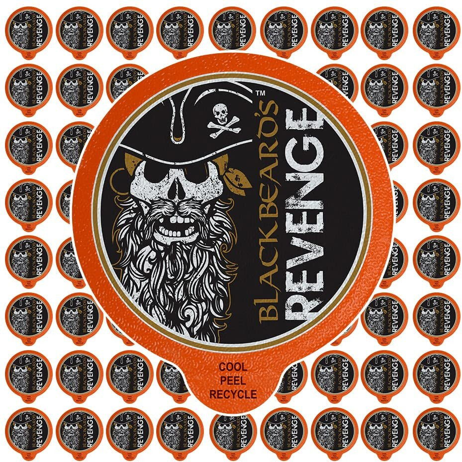 Fresh Roasted Coffee, Blackbeard's Revenge, Medium Roast, Kosher, K-Cup Compatible, 72 Pods
