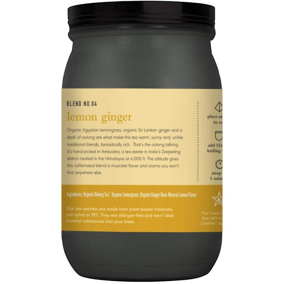 Paromi Lemon Ginger Organic Oolong Tea, Signature Jar, 15 Count