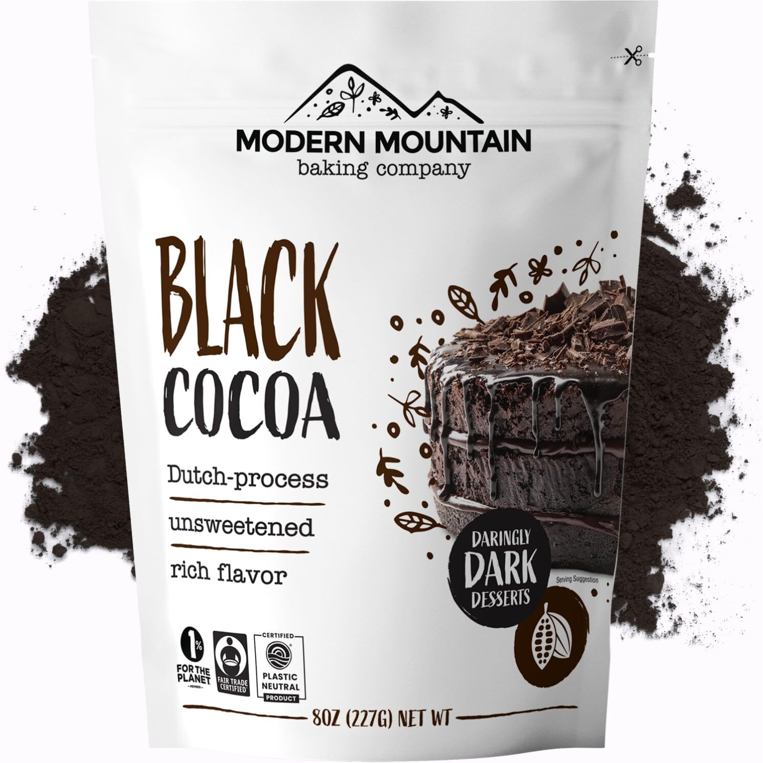 Black Cocoa Powder (8 Oz) Bake The Darkest Chocolate Baked Goods, Achieve Rich Chocolate Flavor, Natural Substitute For Black Food Coloring, Dutch-Processed Cocoa Powder, Unsweetened, Extra Dark, Fair Trade Certified