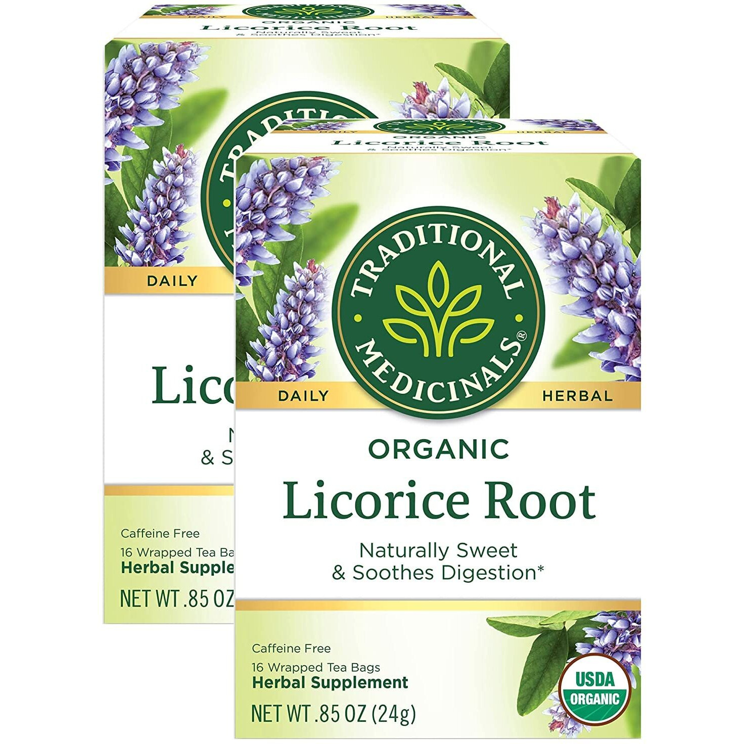 Traditional Medicinals Organic Licorice Root Herbal Tea, Soothes Digestion - 32 Tea Bags Total, 16 Count (Pack Of 2)