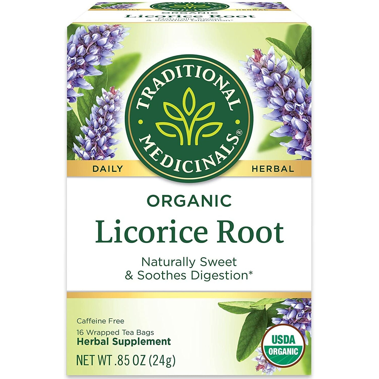Traditional Medicinals Organic Licorice Root Herbal Tea, Soothes Digestion - 32 Tea Bags Total, 16 Count (Pack Of 2)
