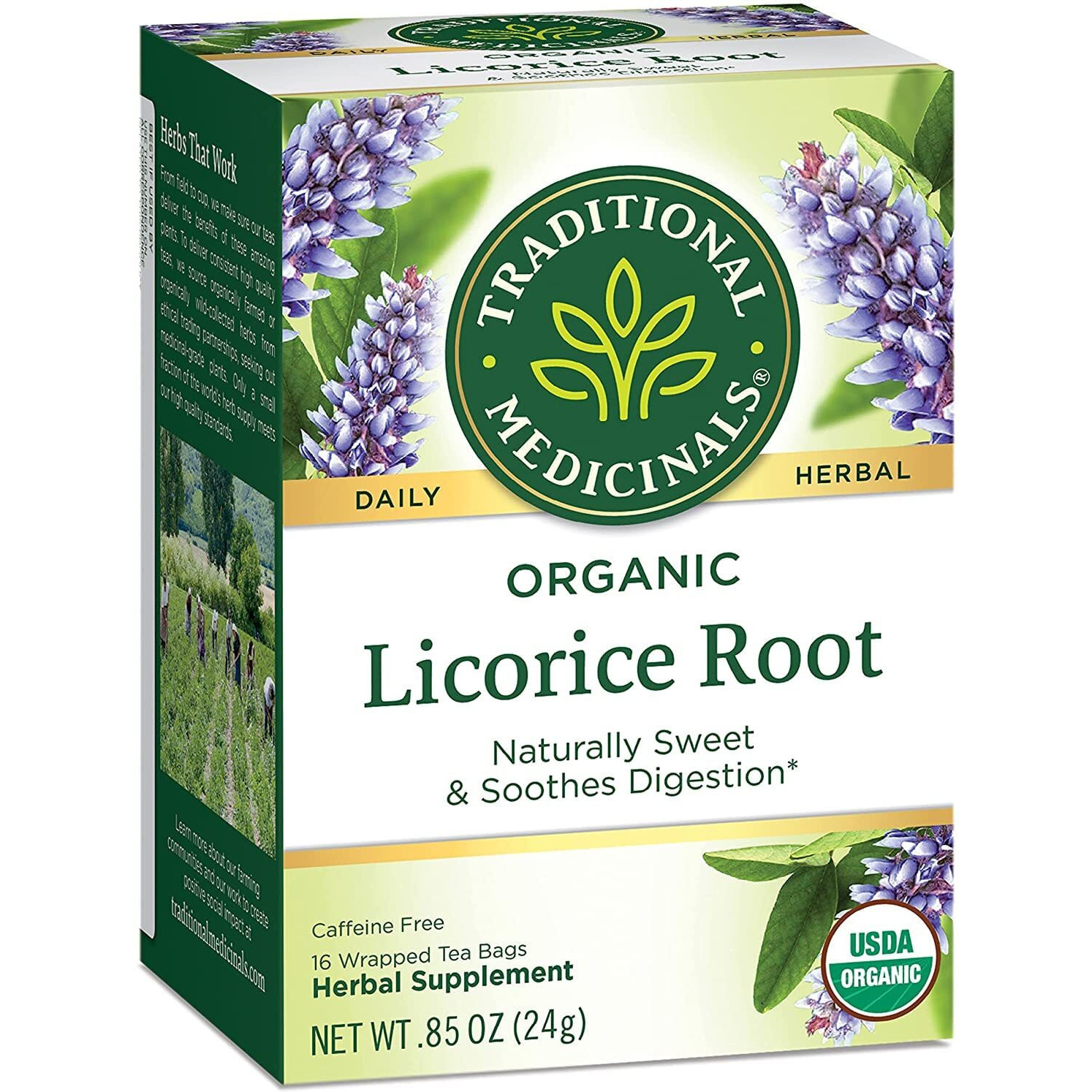 Traditional Medicinals Organic Licorice Root Herbal Tea, Soothes Digestion - 32 Tea Bags Total, 16 Count (Pack Of 2)