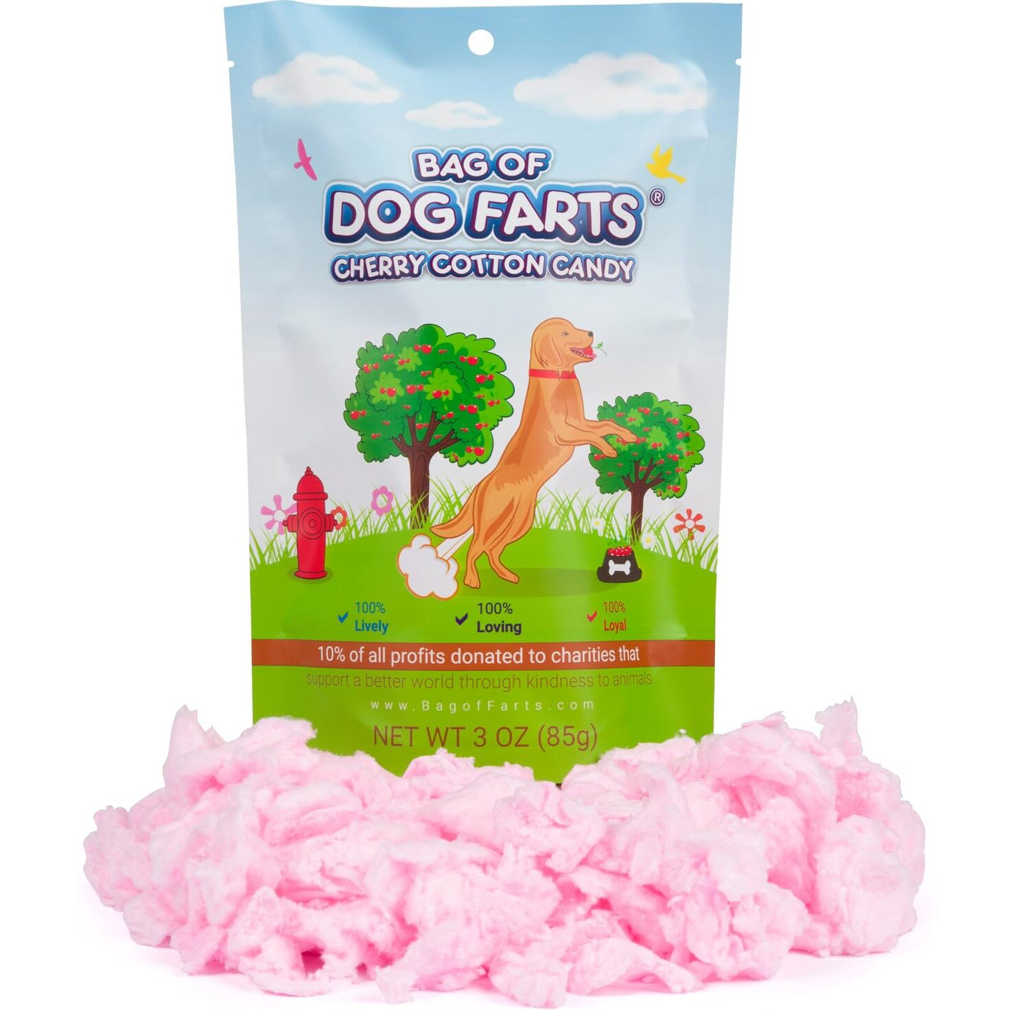 Bag Of Dog Farts Cherry Cotton Candy Funny Dog Lover Gift For All Ages Unique Birthday For Friends, Mom, Dad, Girl, Boy Funny Easter Basket Stuffer Gag Gift, 3 Ounces / 1 Pack