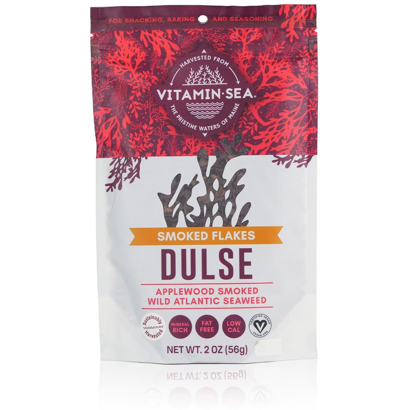 Vitaminsea Applewood Smoked Dulse | Wild North Atlantic Dried Seaweed For Snacking, Seasoning, Soups & Salads | Rich In Vitamins, Minerals & Antioxidants Perfect For Thyroid Support | Flakes (2 Oz)
