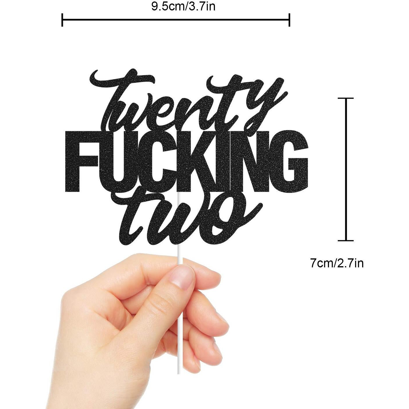 Twenty Two Black Glitter Cake Toppers 22 Years Old 22Nd Birthday Party Decorations Supplies