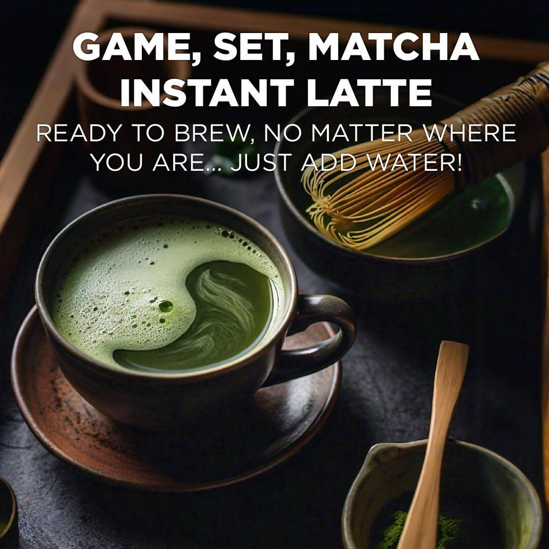 Maud's Instant Matcha Latte Packets, 16 Ct | Game, Set, Matcha Latte | Premium Matcha Powder | Solar Energy Produced | Instant Latte Powder Travel Packs