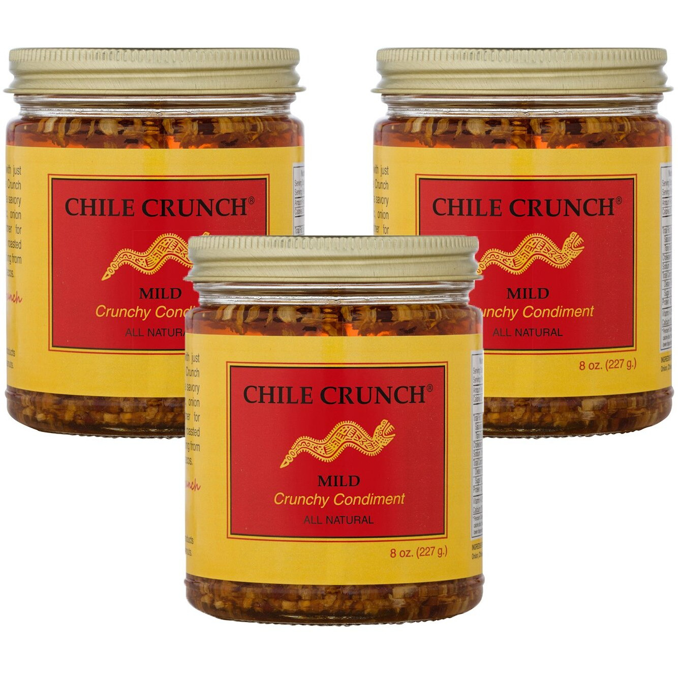 Chile Crunch - A Crunchy All Natural Spicy Condiment (Mild) - 3 Pack